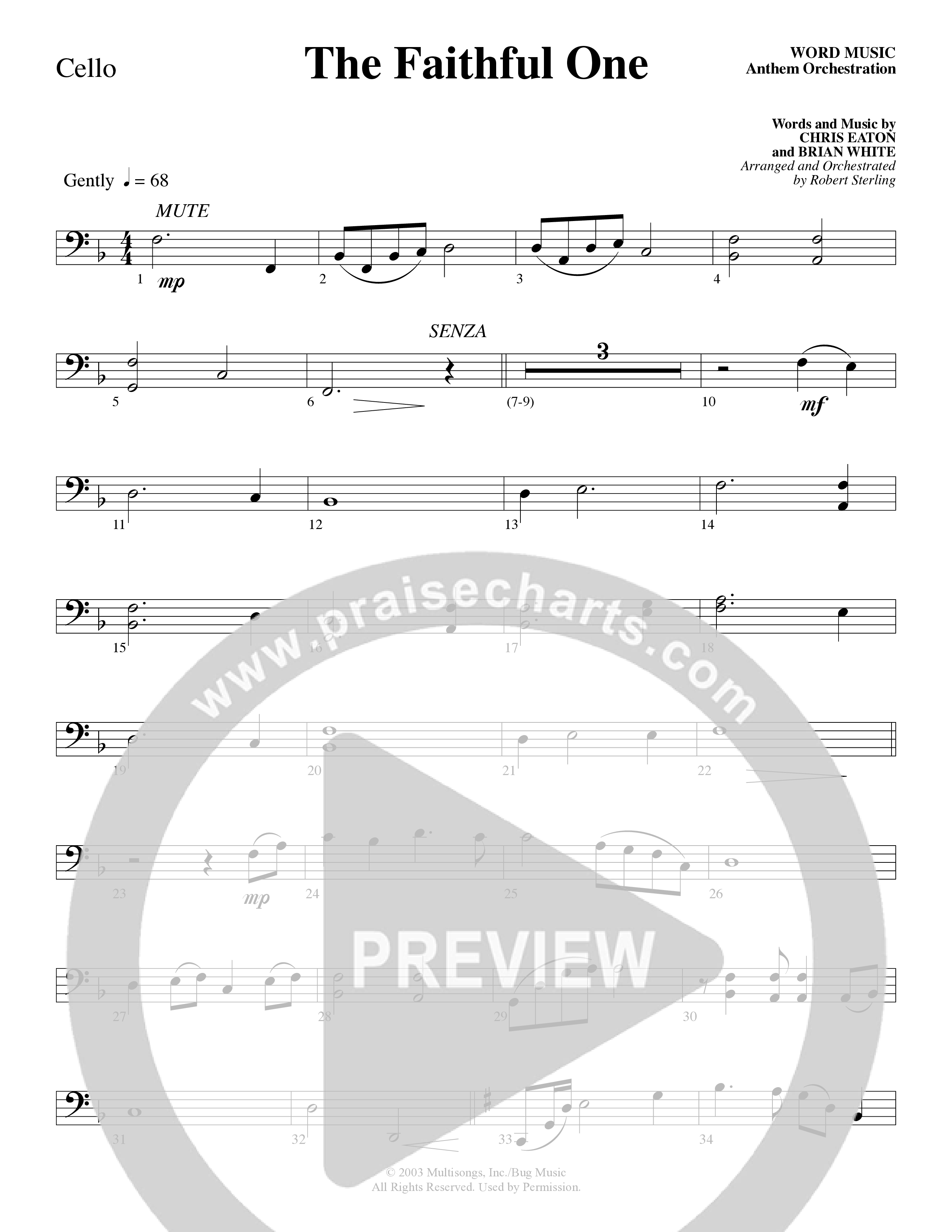 The Faithful One (Choral Anthem SATB) Cello (Word Music Choral / Robert Sterling)
