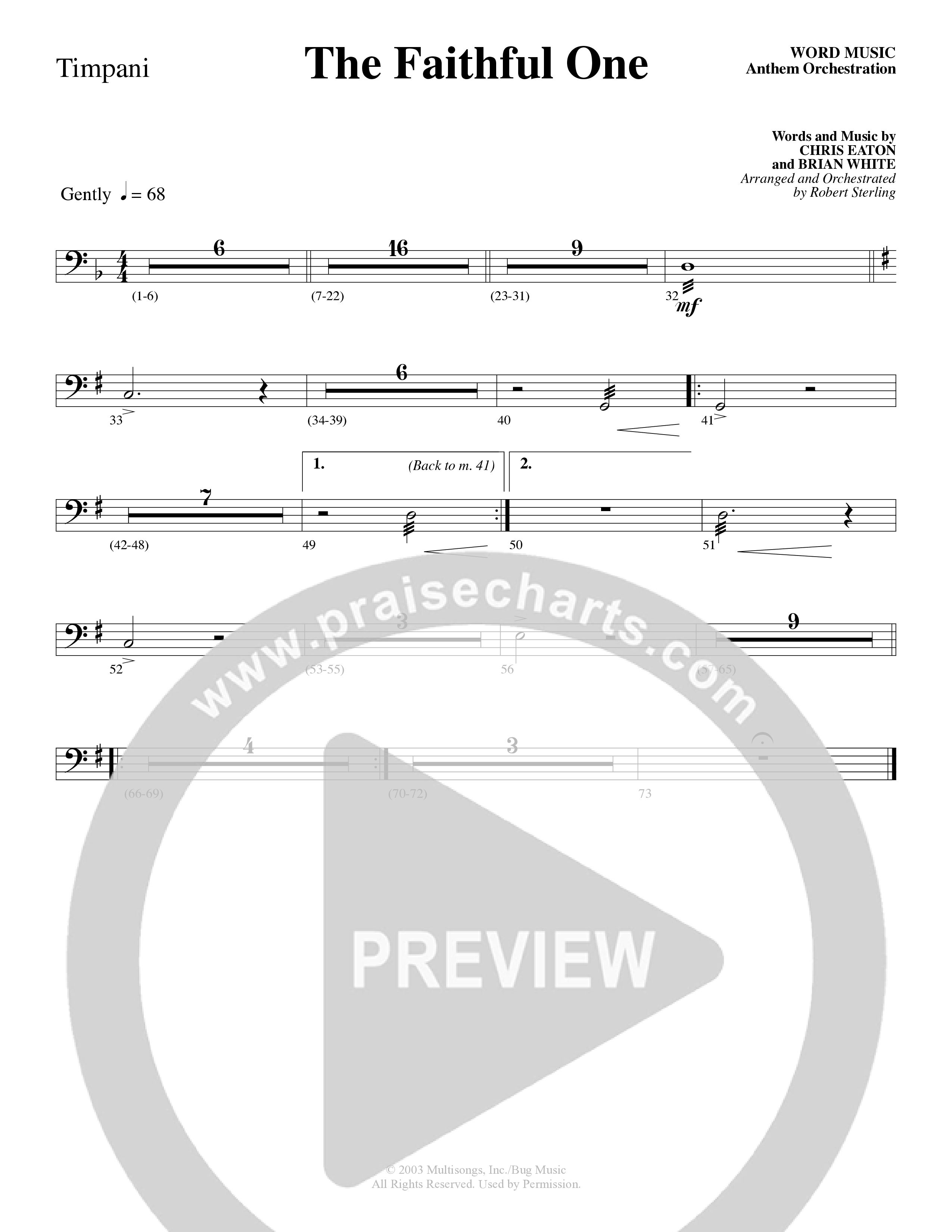The Faithful One (Choral Anthem SATB) Percussion (Word Music Choral / Robert Sterling)