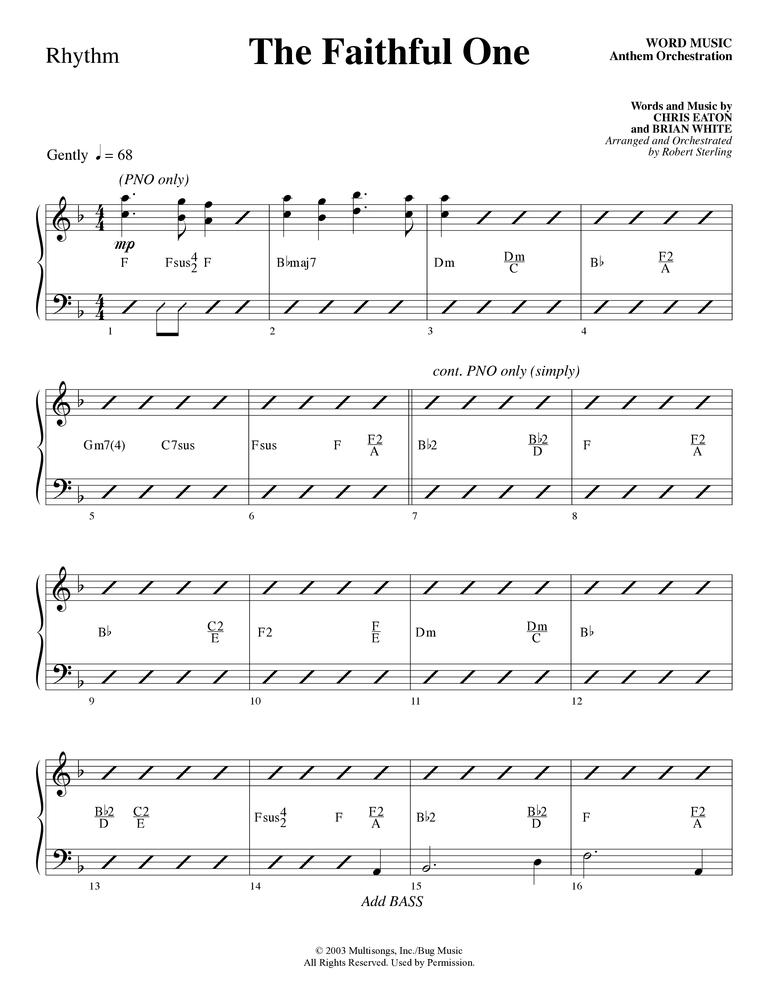 The Faithful One (Choral Anthem SATB) Rhythm Chart (Word Music Choral / Robert Sterling)