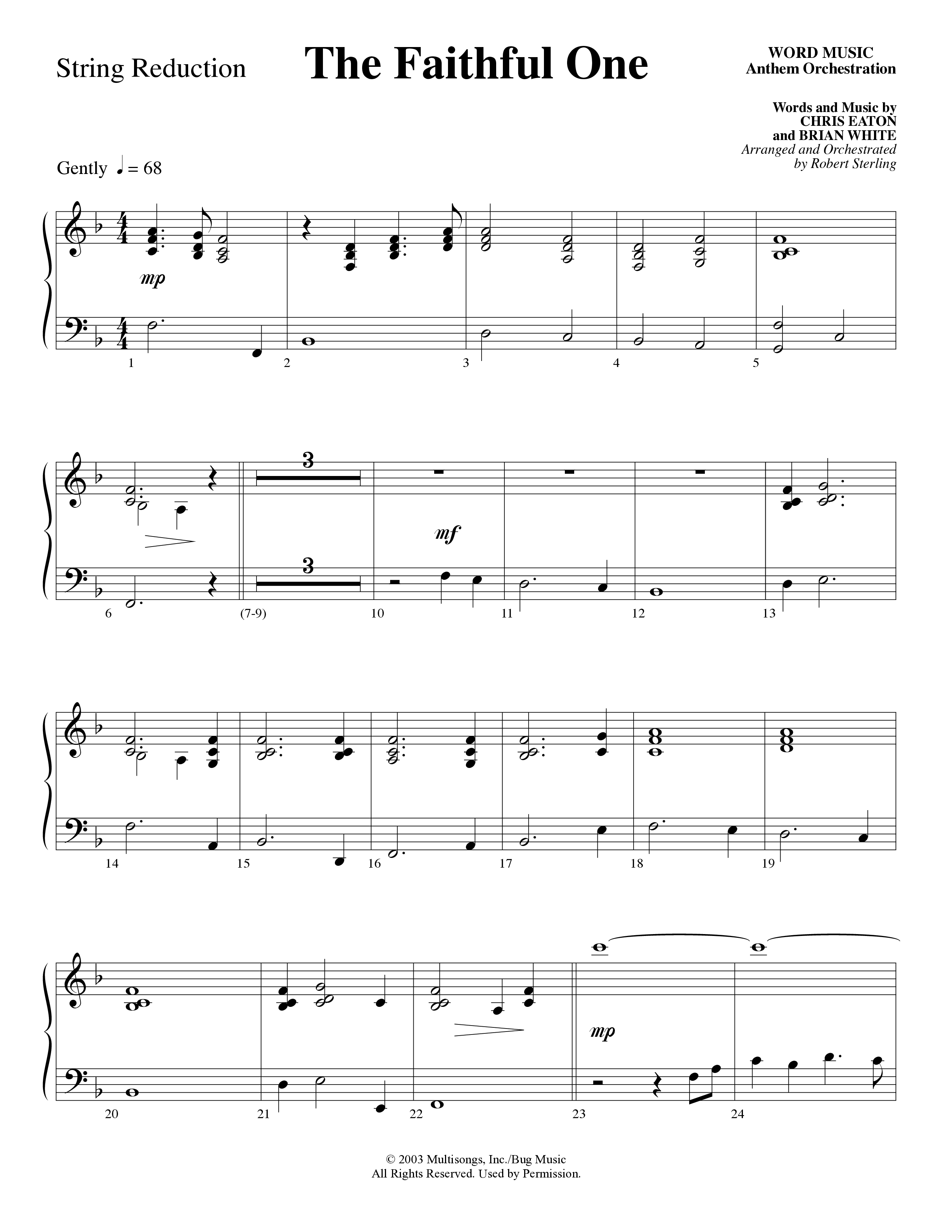 The Faithful One (Choral Anthem SATB) String Reduction (Word Music Choral / Robert Sterling)