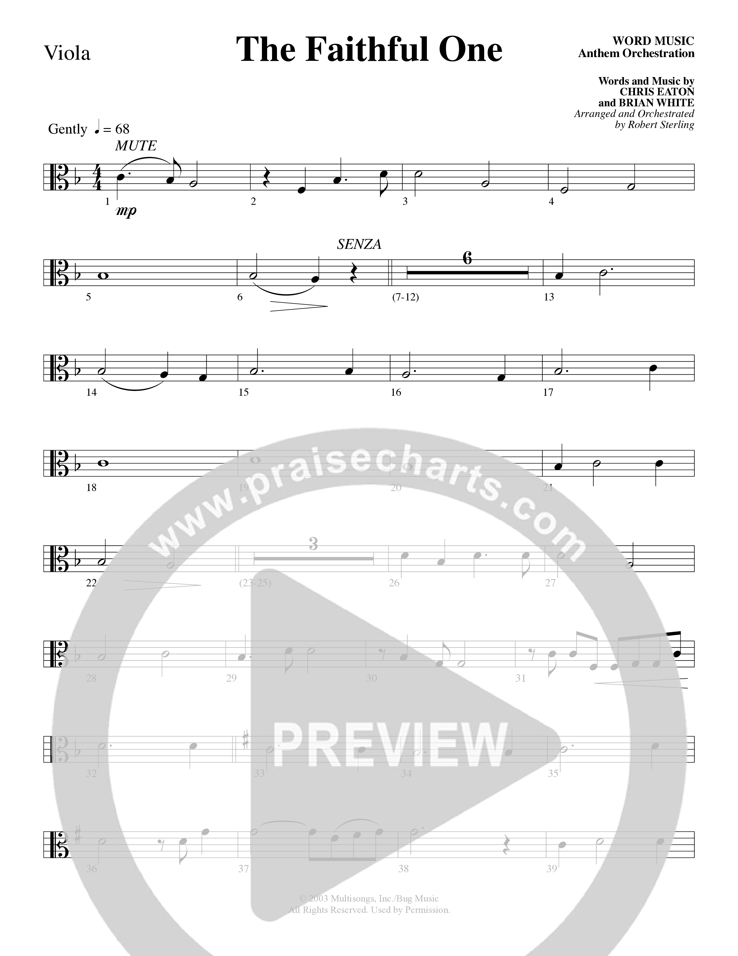 The Faithful One (Choral Anthem SATB) Viola (Word Music Choral / Robert Sterling)