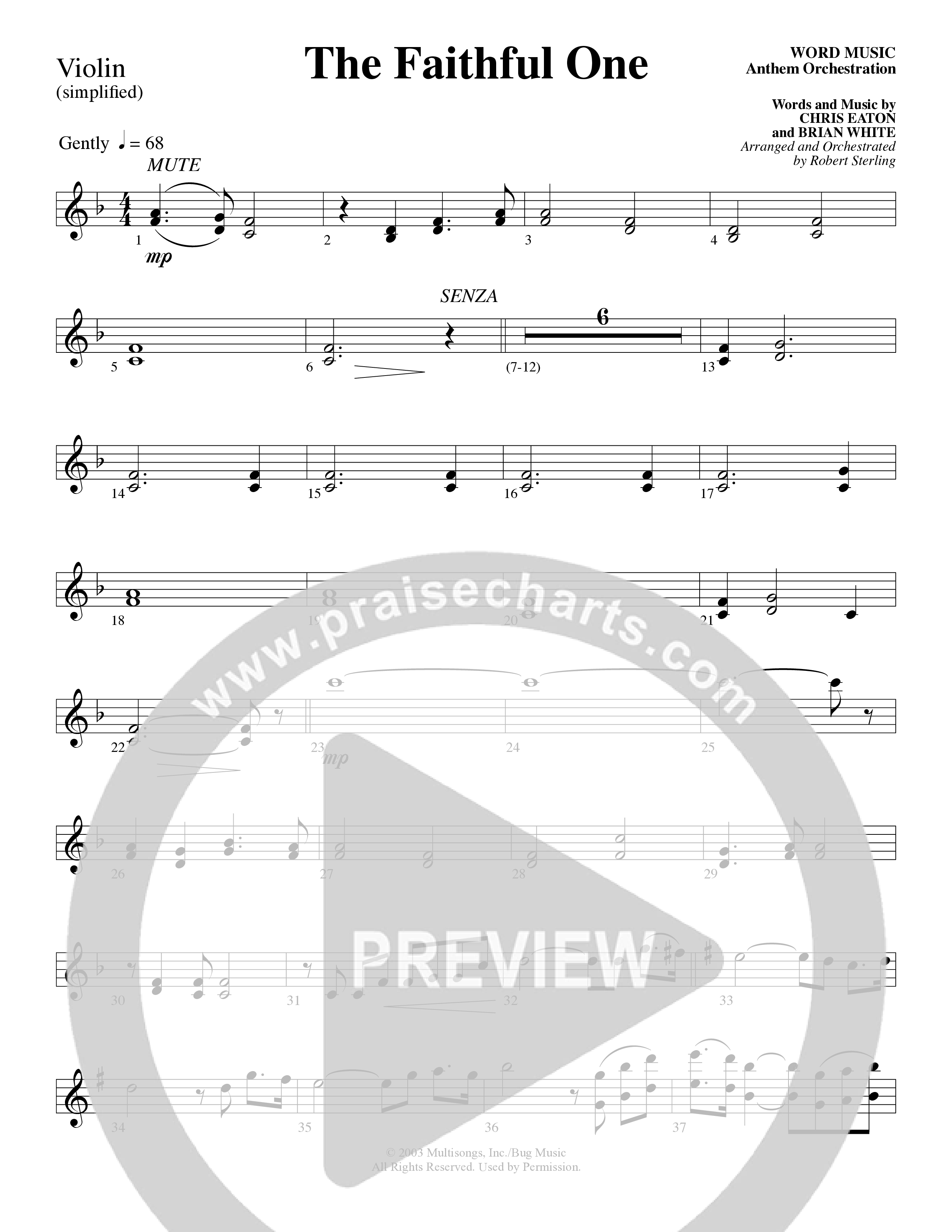 The Faithful One (Choral Anthem SATB) Violin 1/2 (Word Music Choral / Robert Sterling)