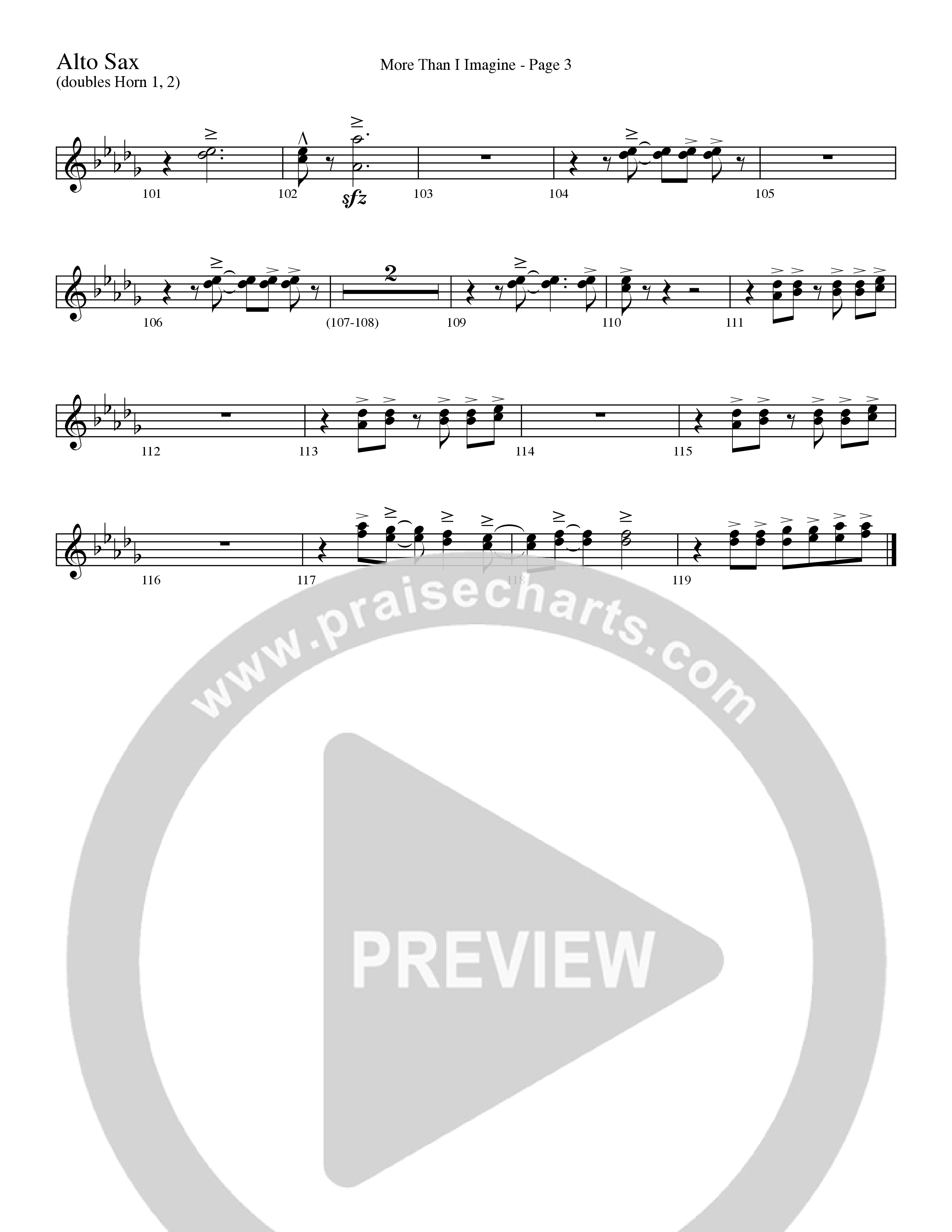More Than I Imagine (Choral Anthem SATB) Alto Sax (Word Music Choral / Arr. David Clydesdale)