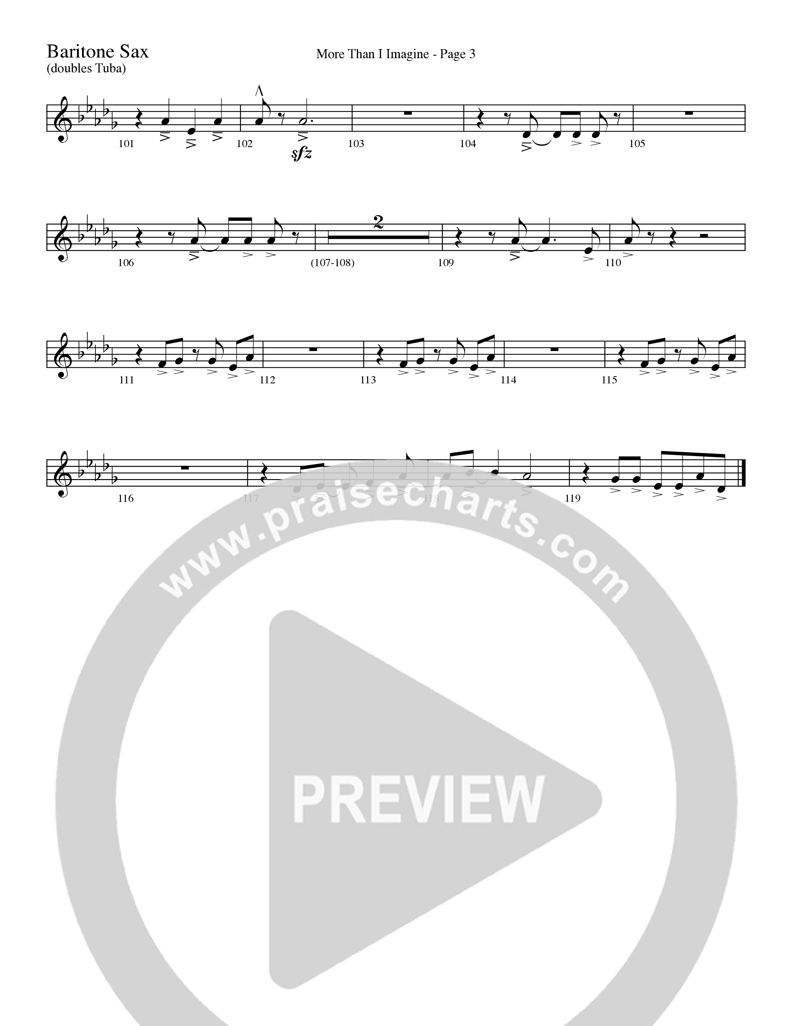More Than I Imagine (Choral Anthem SATB) Bari Sax (Word Music Choral / Arr. David Clydesdale)