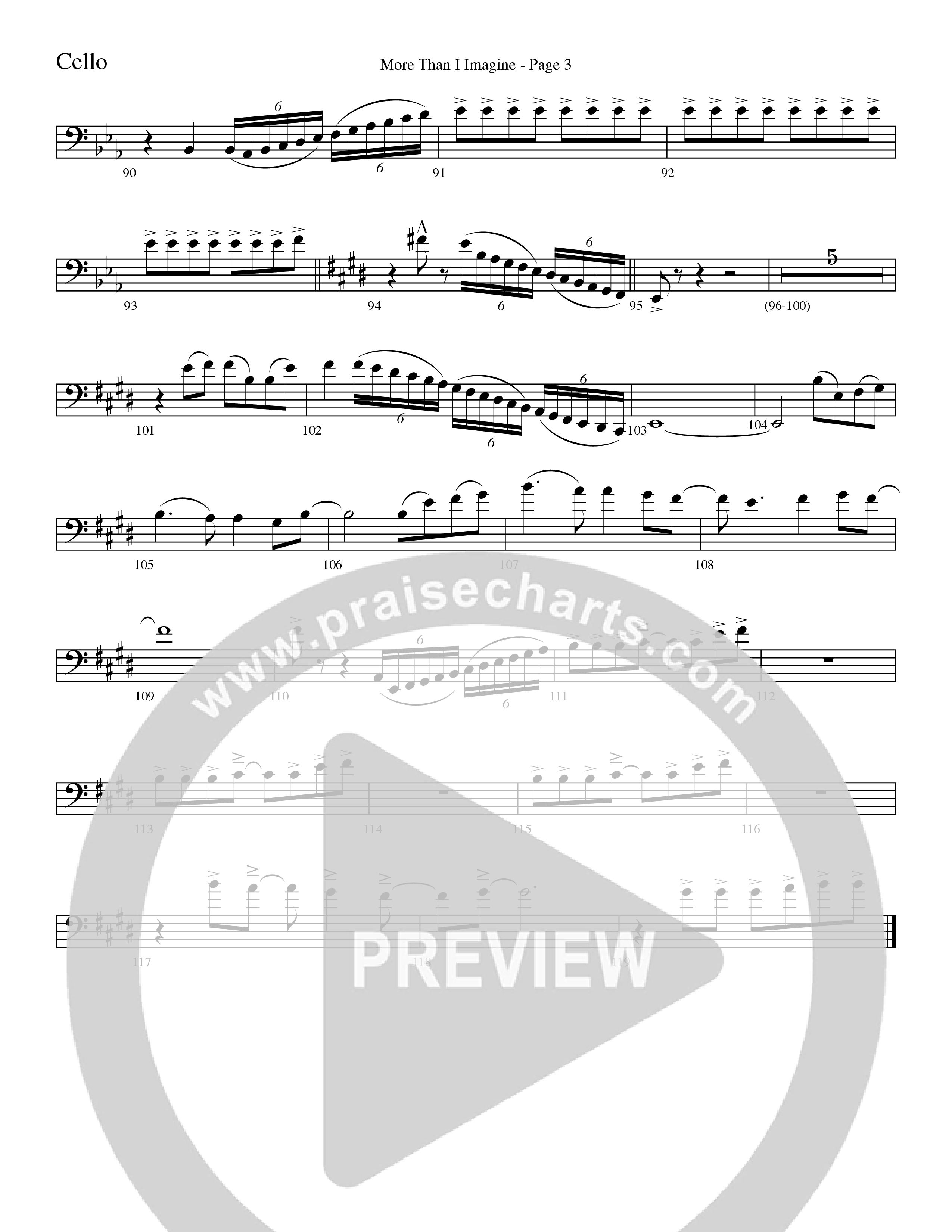 More Than I Imagine (Choral Anthem SATB) Cello (Word Music Choral / Arr. David Clydesdale)