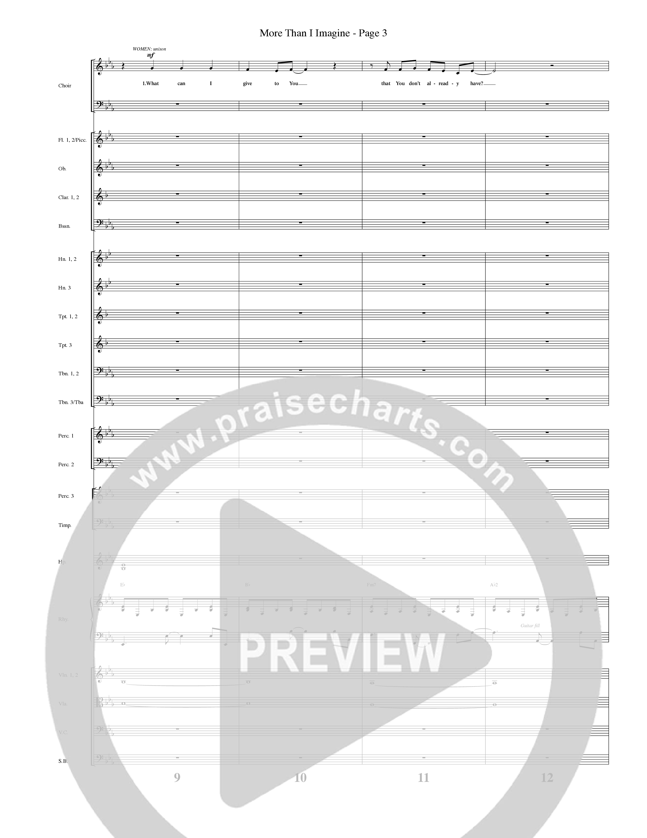 More Than I Imagine (Choral Anthem SATB) Orchestration (Word Music Choral / Arr. David Clydesdale)