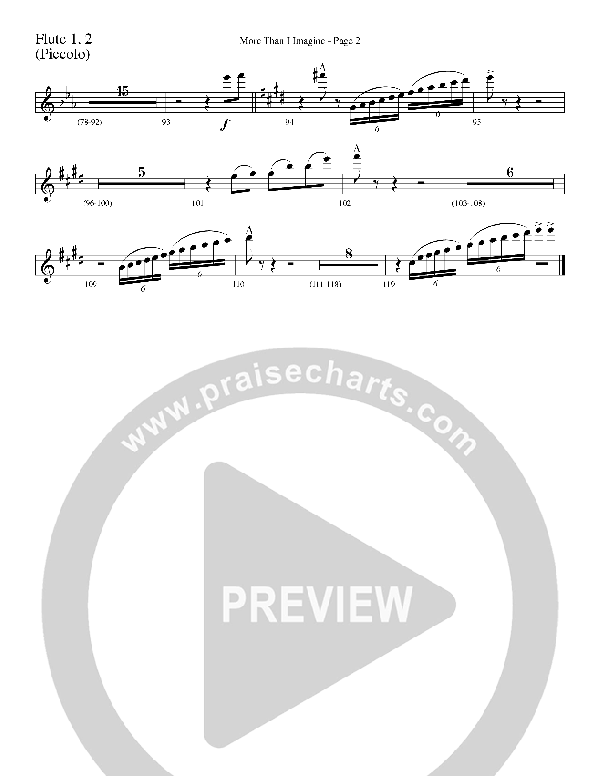 More Than I Imagine (Choral Anthem SATB) Flute 1/2 (Word Music Choral / Arr. David Clydesdale)