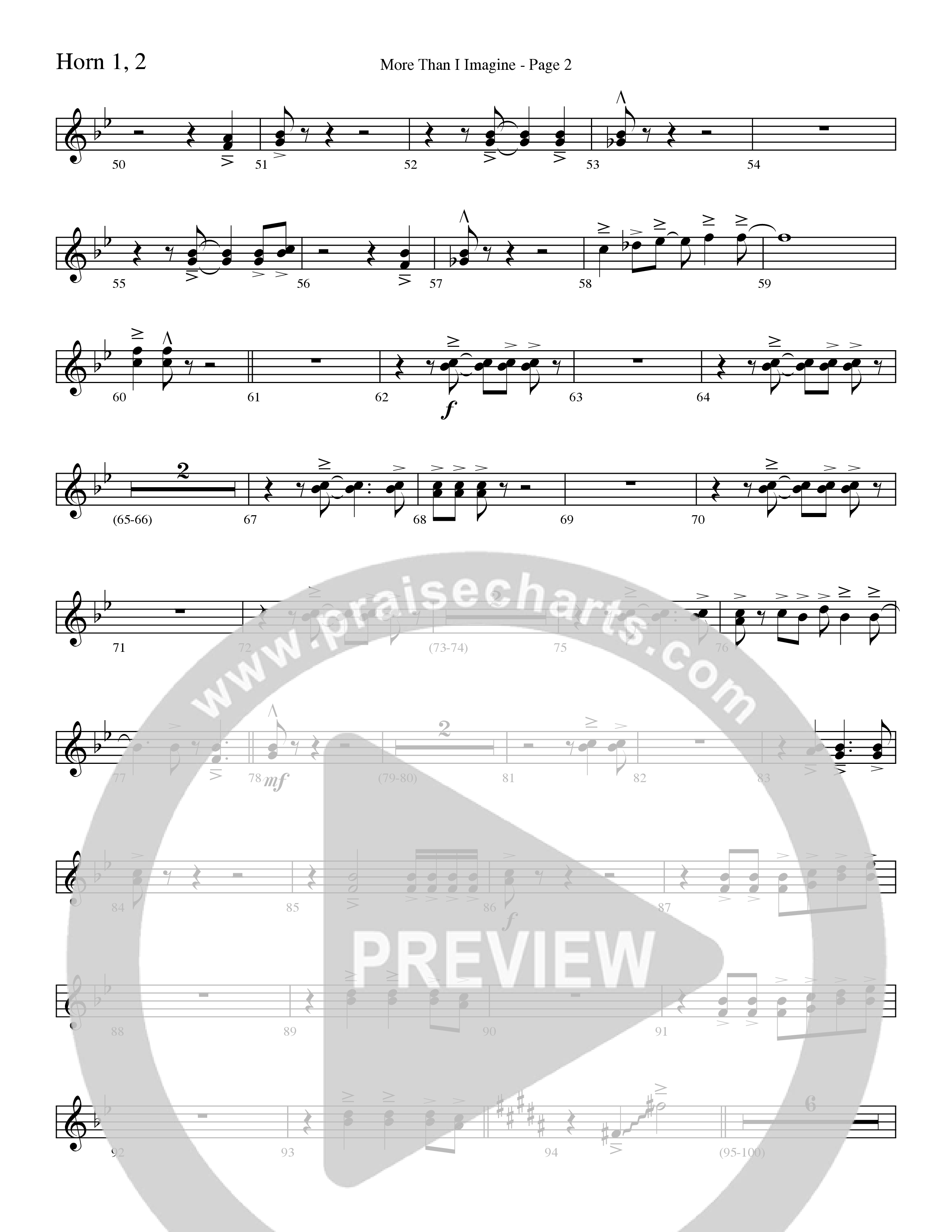 More Than I Imagine (Choral Anthem SATB) French Horn 1/2 (Word Music Choral / Arr. David Clydesdale)