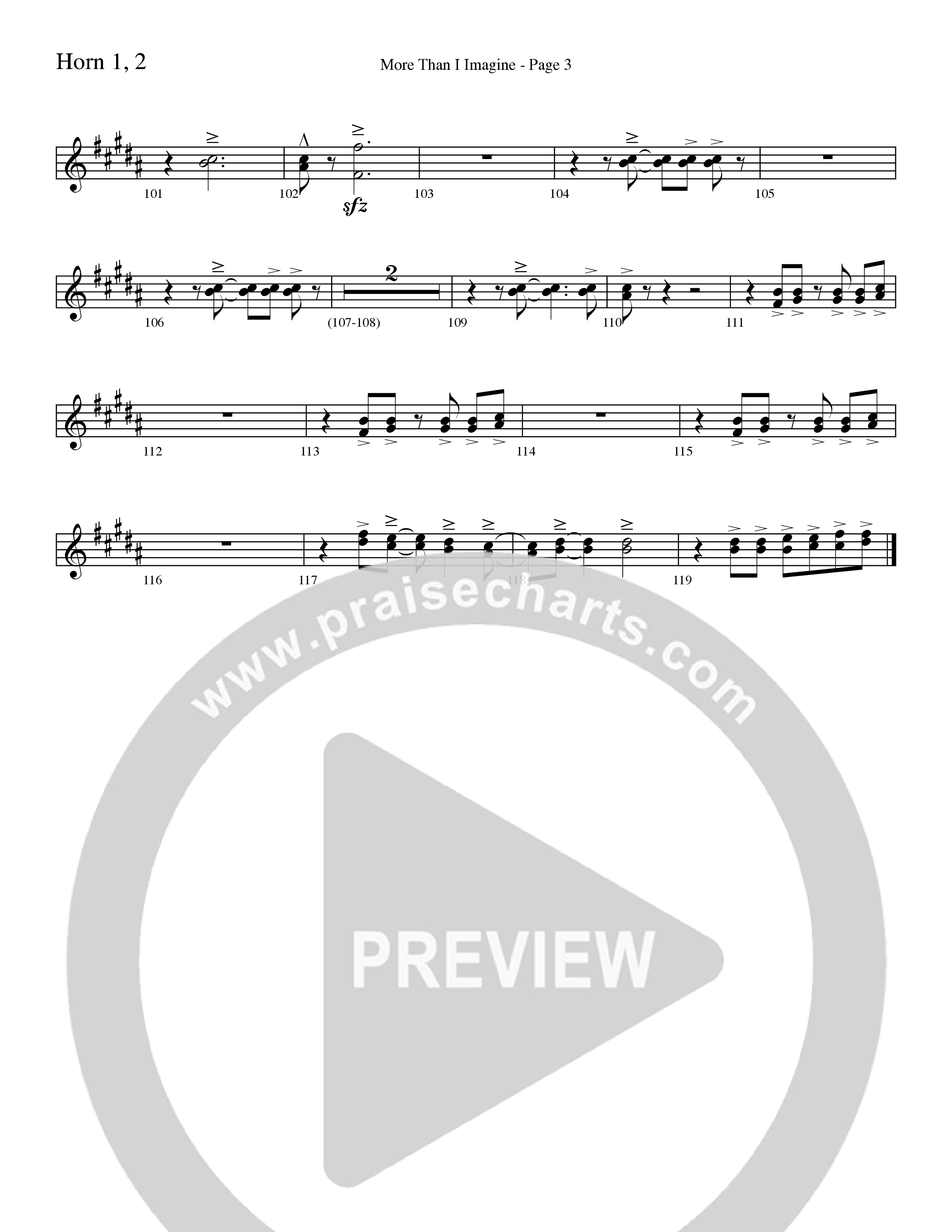 More Than I Imagine (Choral Anthem SATB) French Horn 1/2 (Word Music Choral / Arr. David Clydesdale)