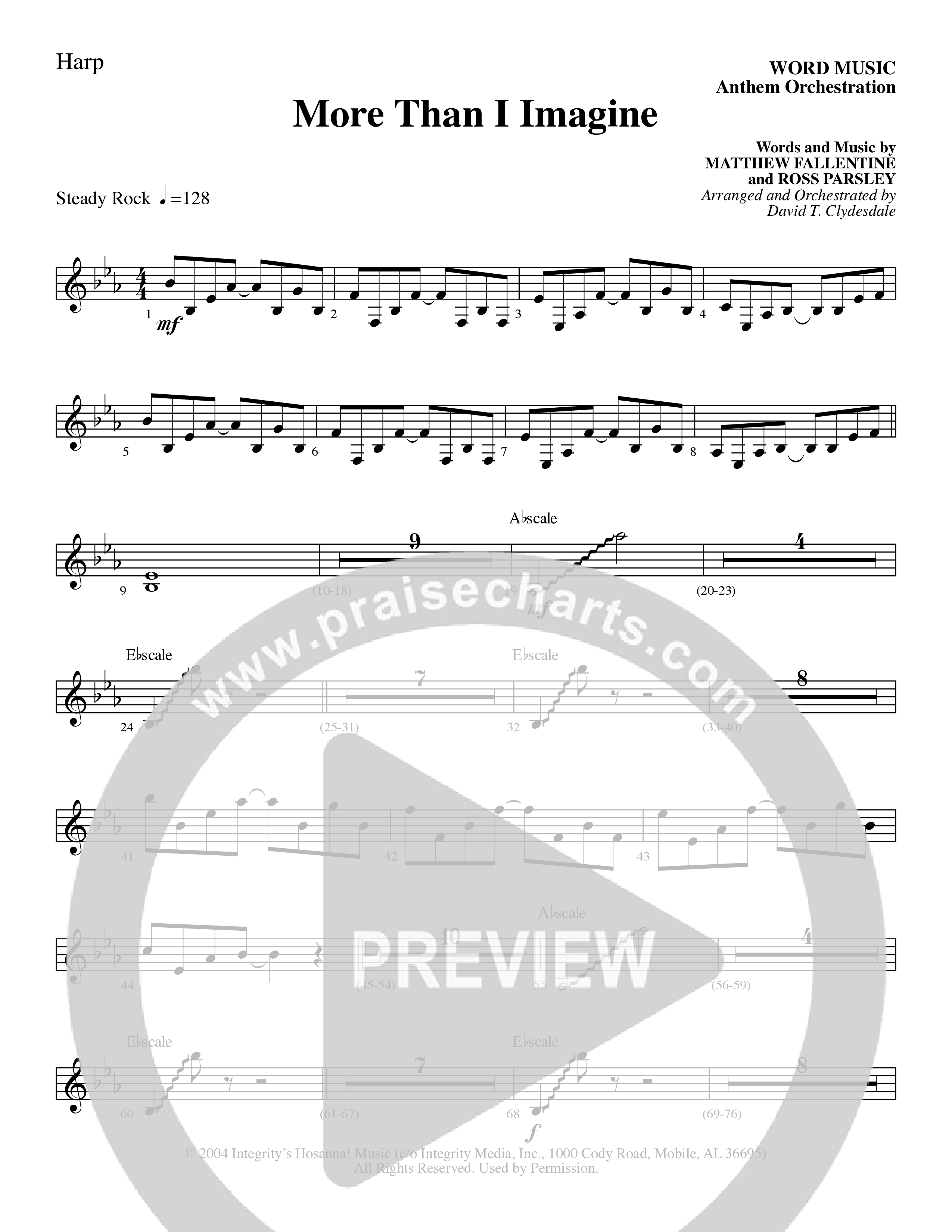 More Than I Imagine (Choral Anthem SATB) Harp (Word Music Choral / Arr. David Clydesdale)