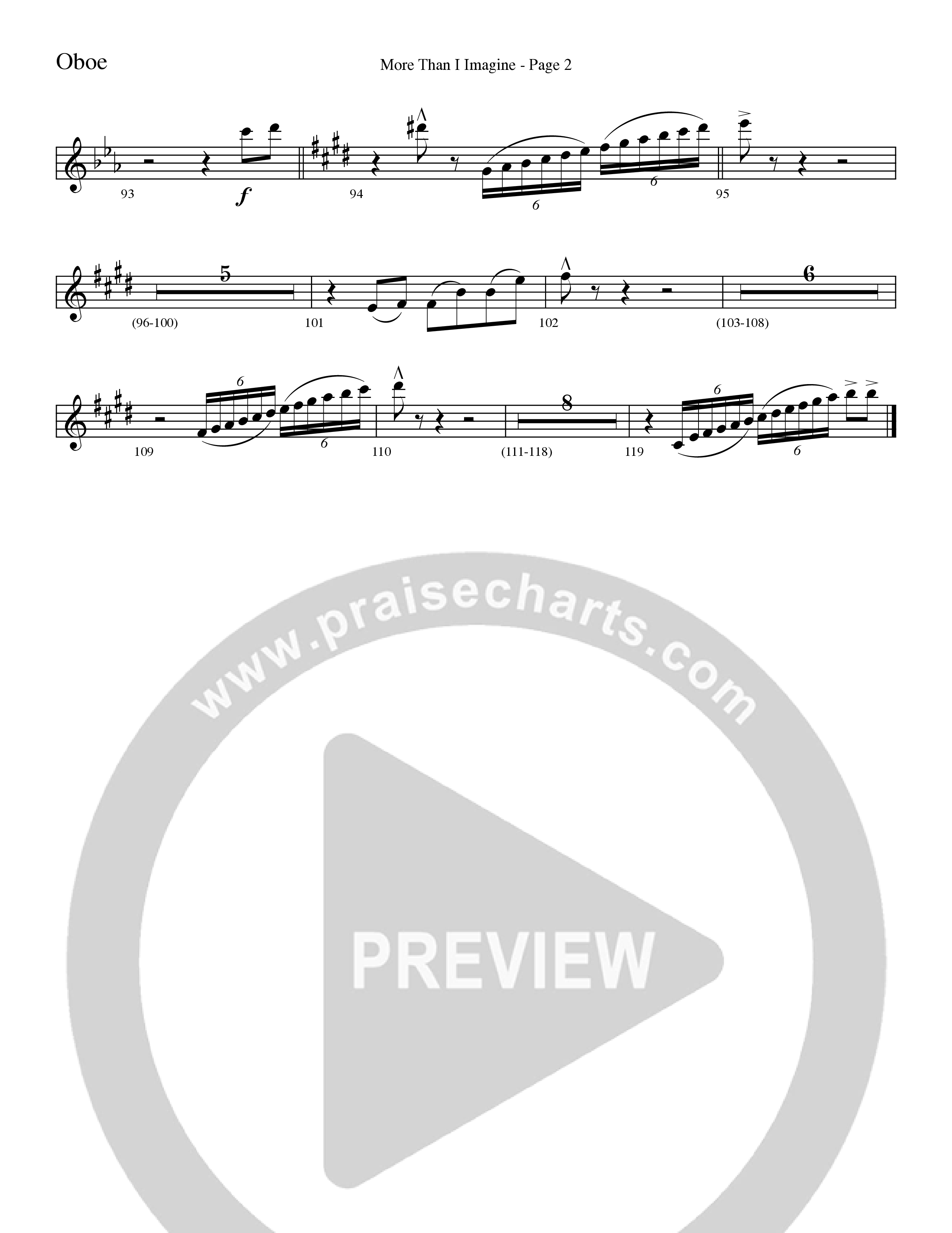 More Than I Imagine (Choral Anthem SATB) Oboe (Word Music Choral / Arr. David Clydesdale)