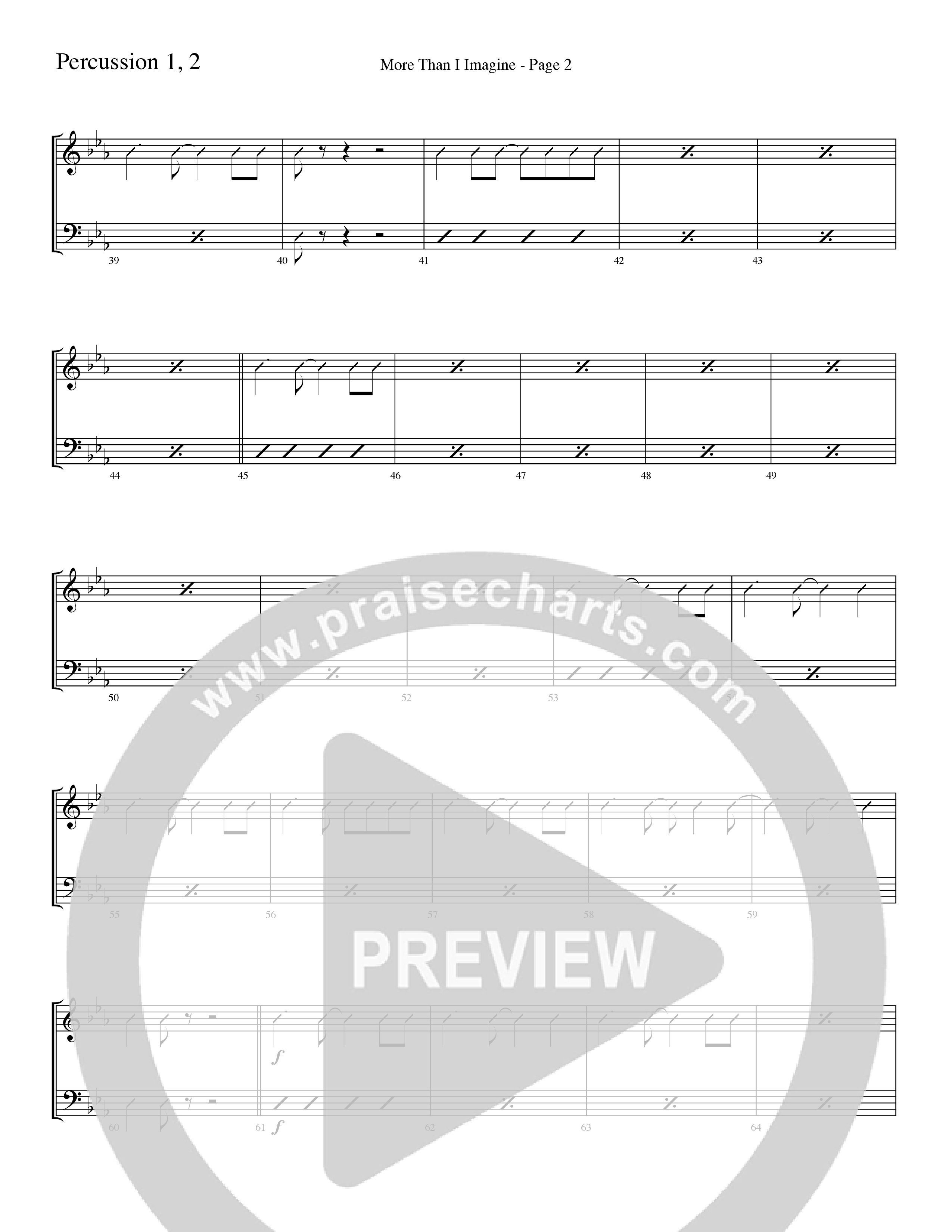 More Than I Imagine (Choral Anthem SATB) Percussion (Word Music Choral / Arr. David Clydesdale)