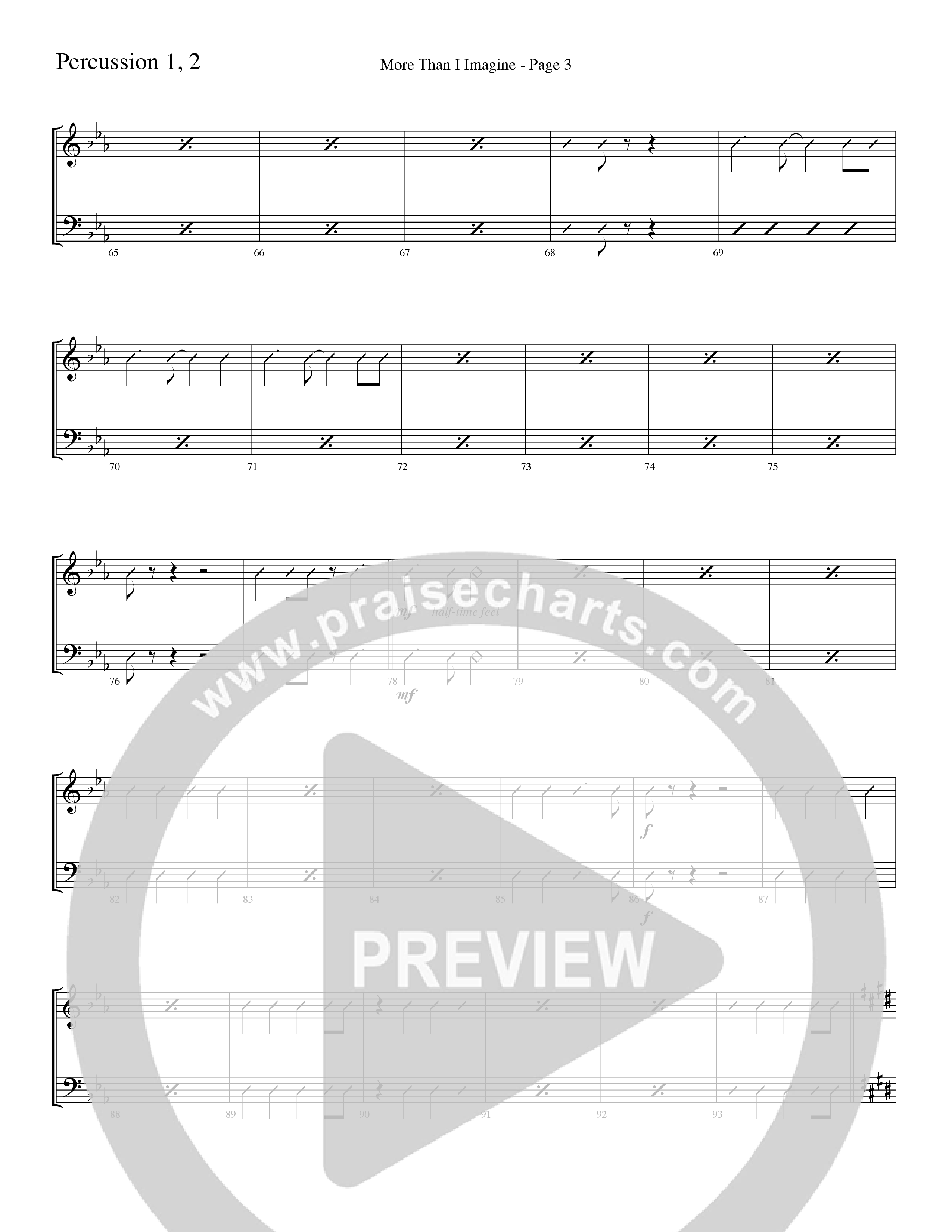 More Than I Imagine (Choral Anthem SATB) Percussion (Word Music Choral / Arr. David Clydesdale)