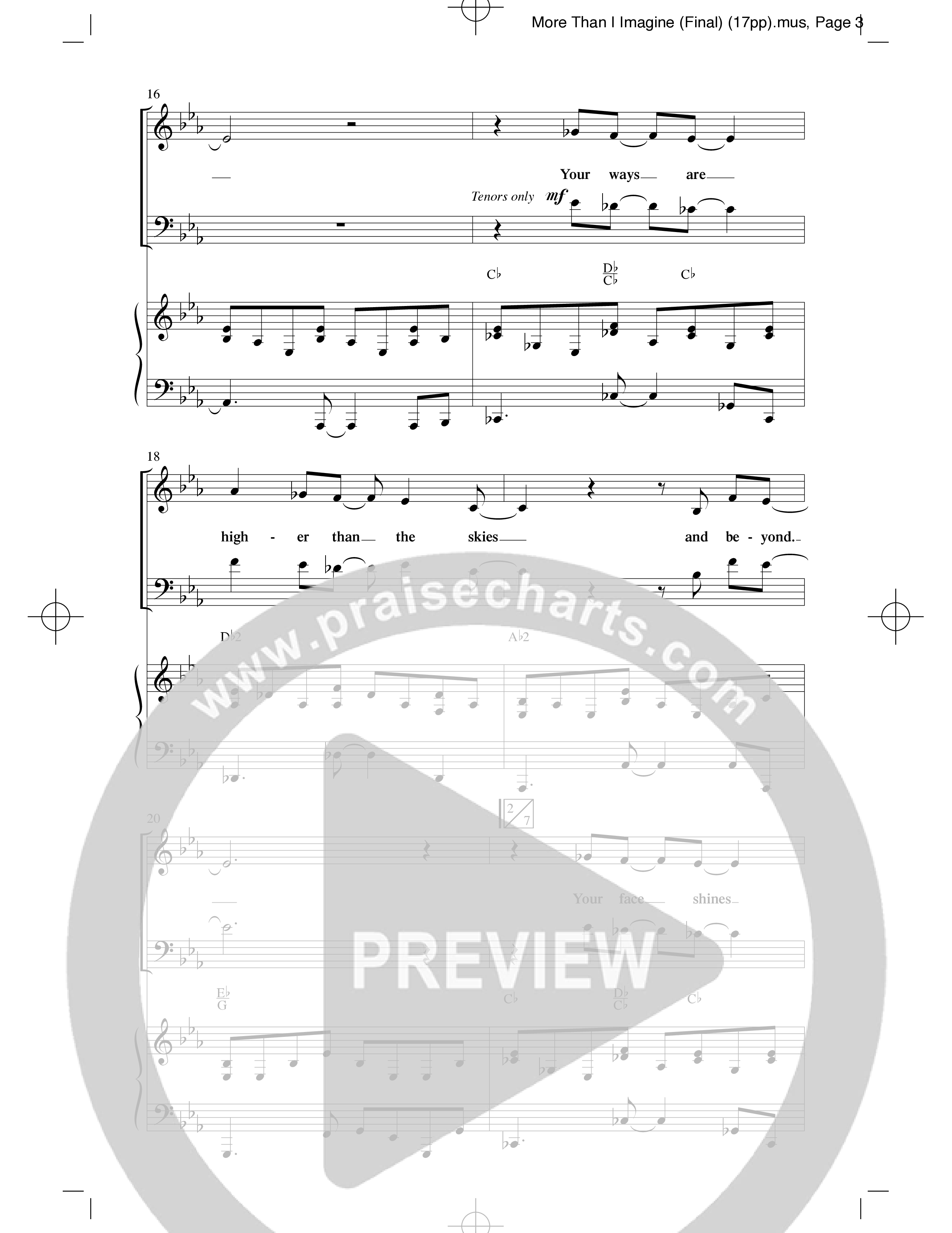 More Than I Imagine (Choral Anthem SATB) Anthem (SATB/Piano) (Word Music Choral / Arr. David Clydesdale)