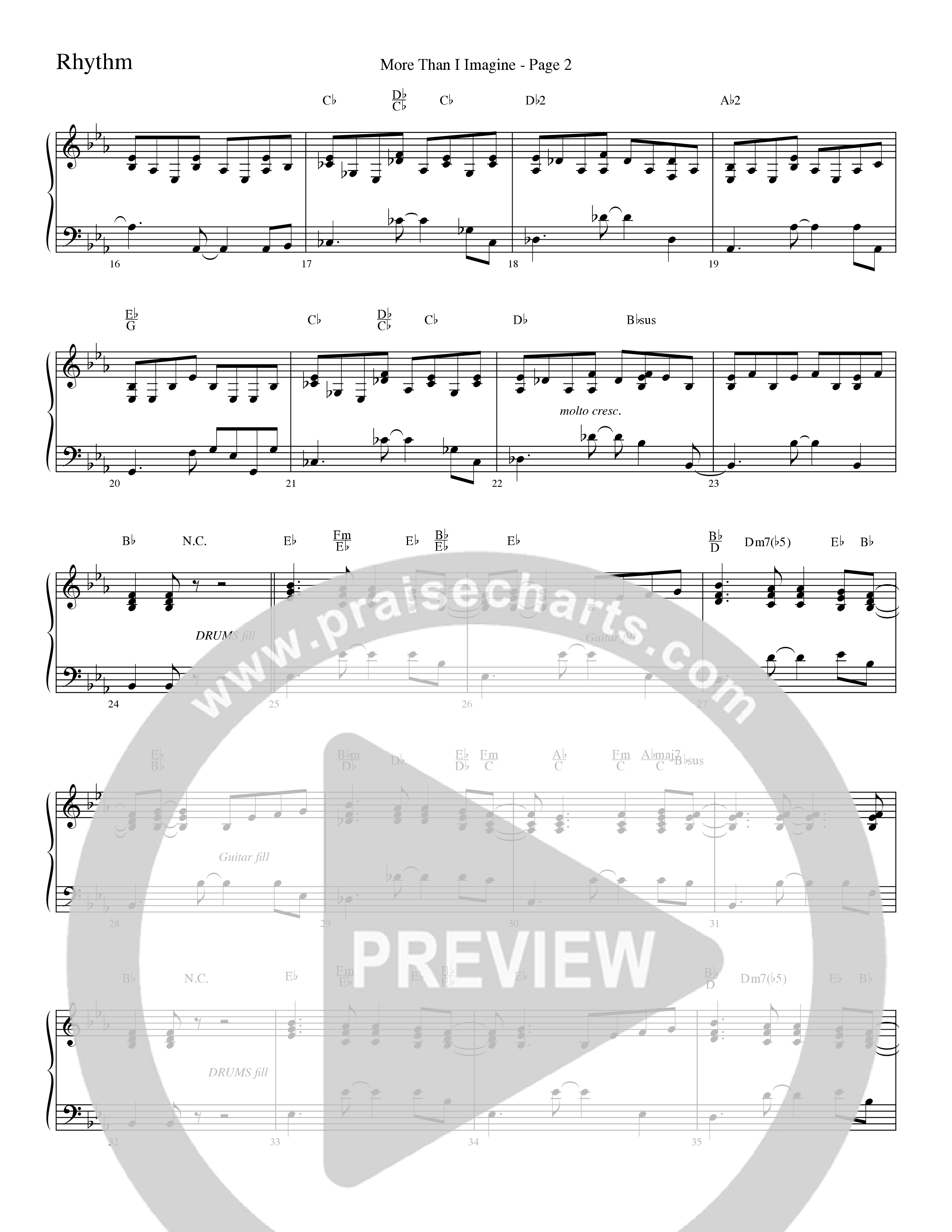 More Than I Imagine (Choral Anthem SATB) Rhythm Chart (Word Music Choral / Arr. David Clydesdale)