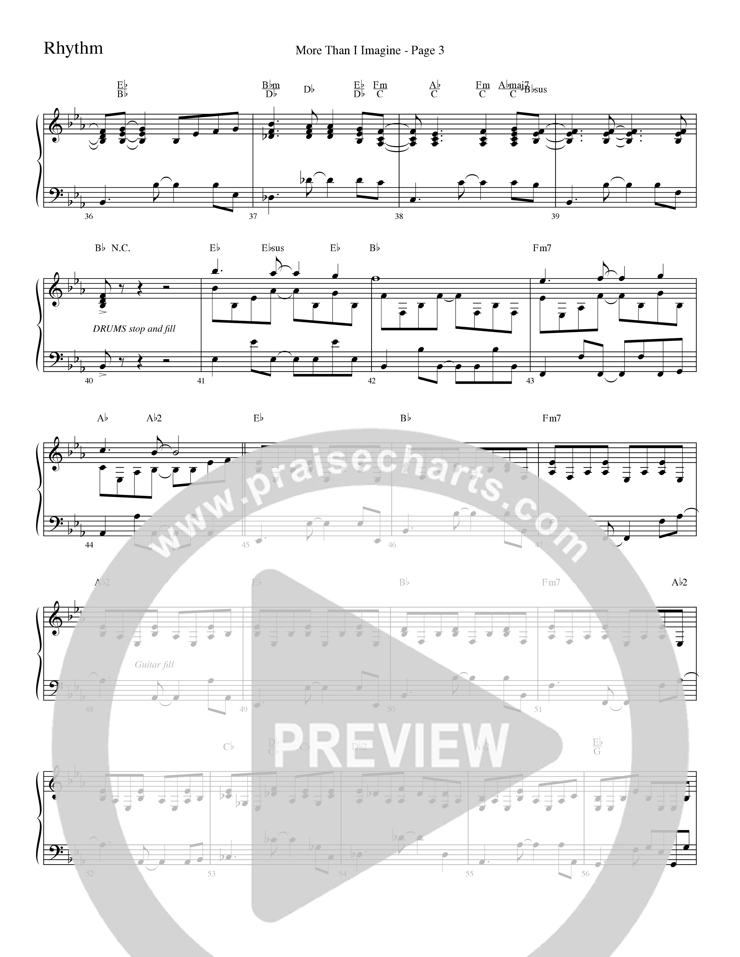 More Than I Imagine (Choral Anthem SATB) Rhythm Chart (Word Music Choral / Arr. David Clydesdale)
