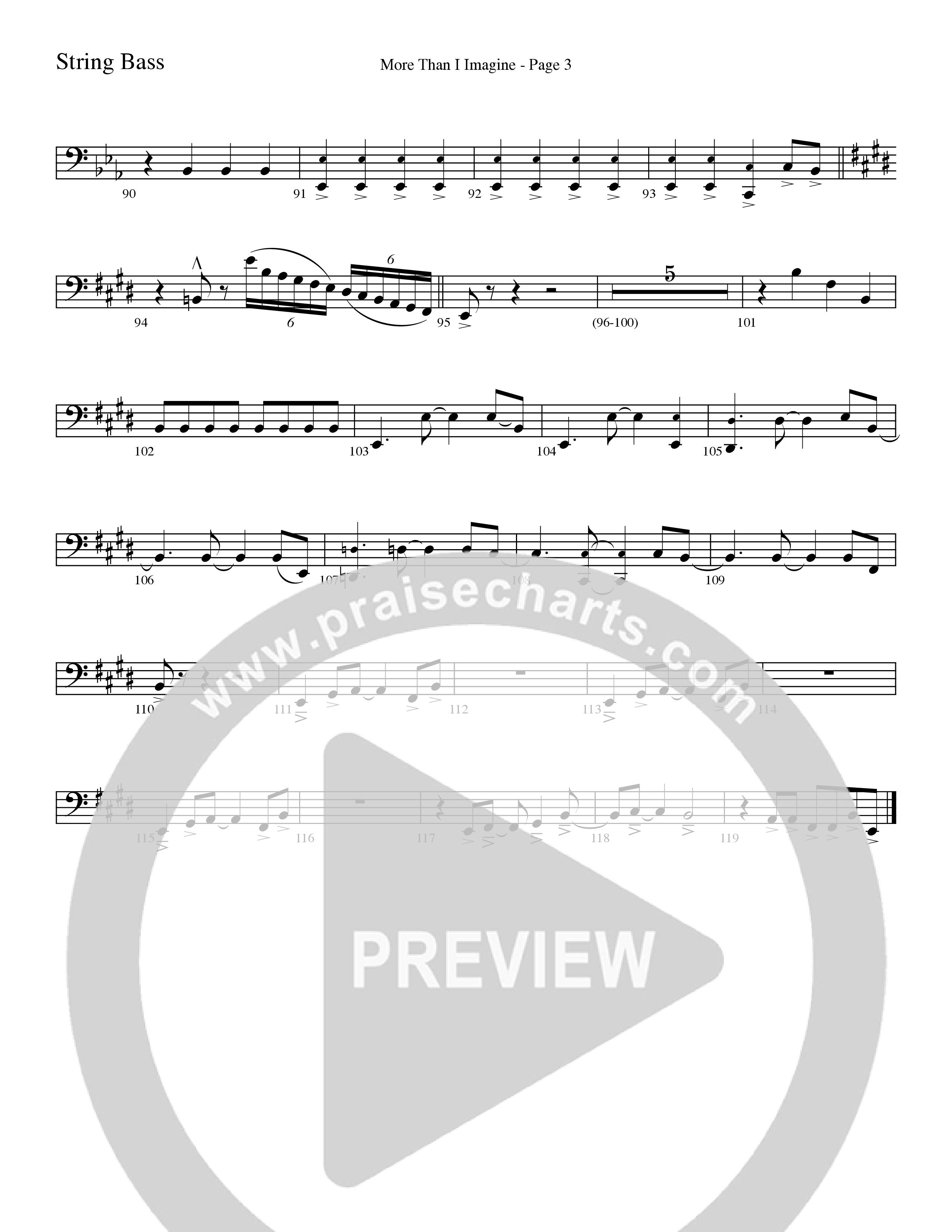 More Than I Imagine (Choral Anthem SATB) String Bass (Word Music Choral / Arr. David Clydesdale)