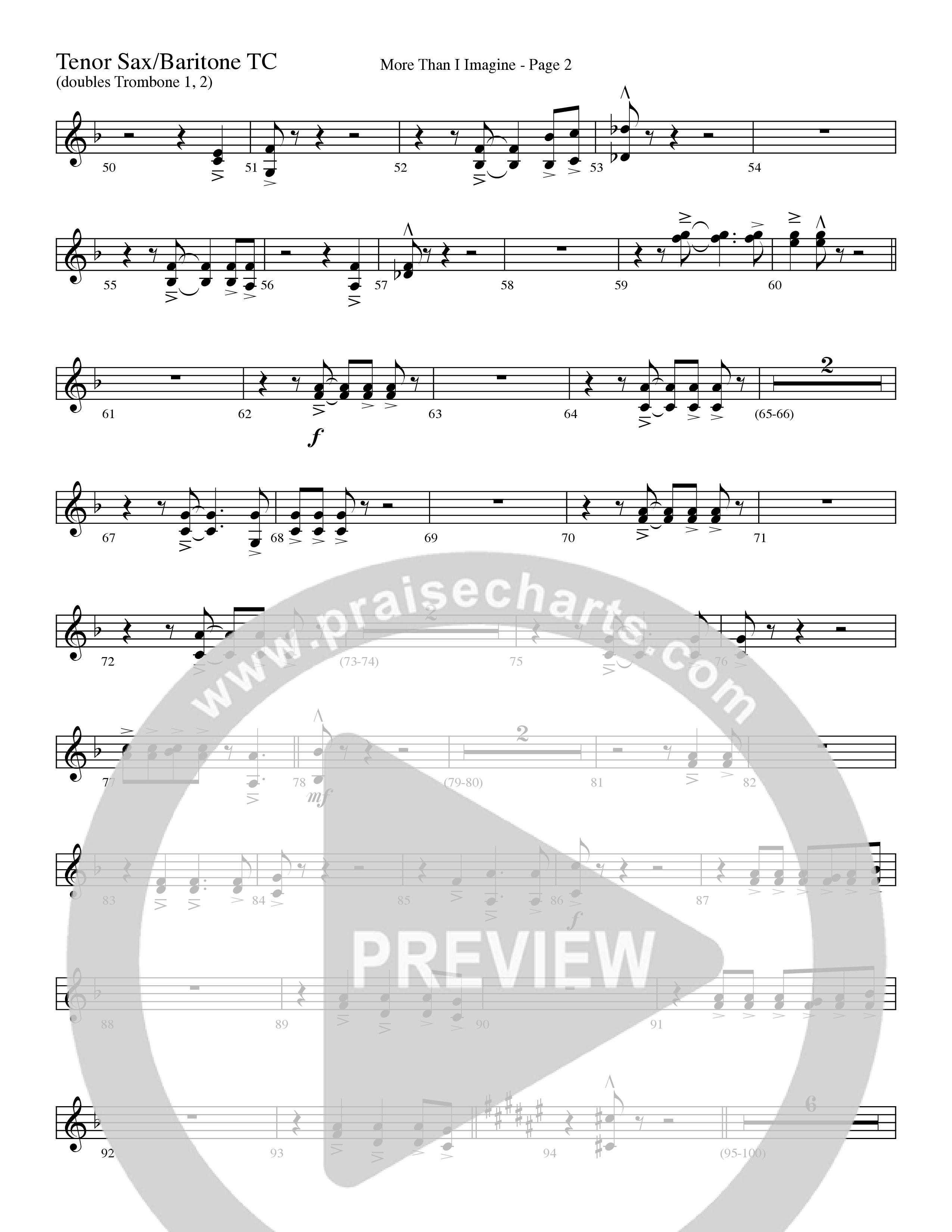 More Than I Imagine (Choral Anthem SATB) Tenor Sax/Baritone T.C. (Word Music Choral / Arr. David Clydesdale)