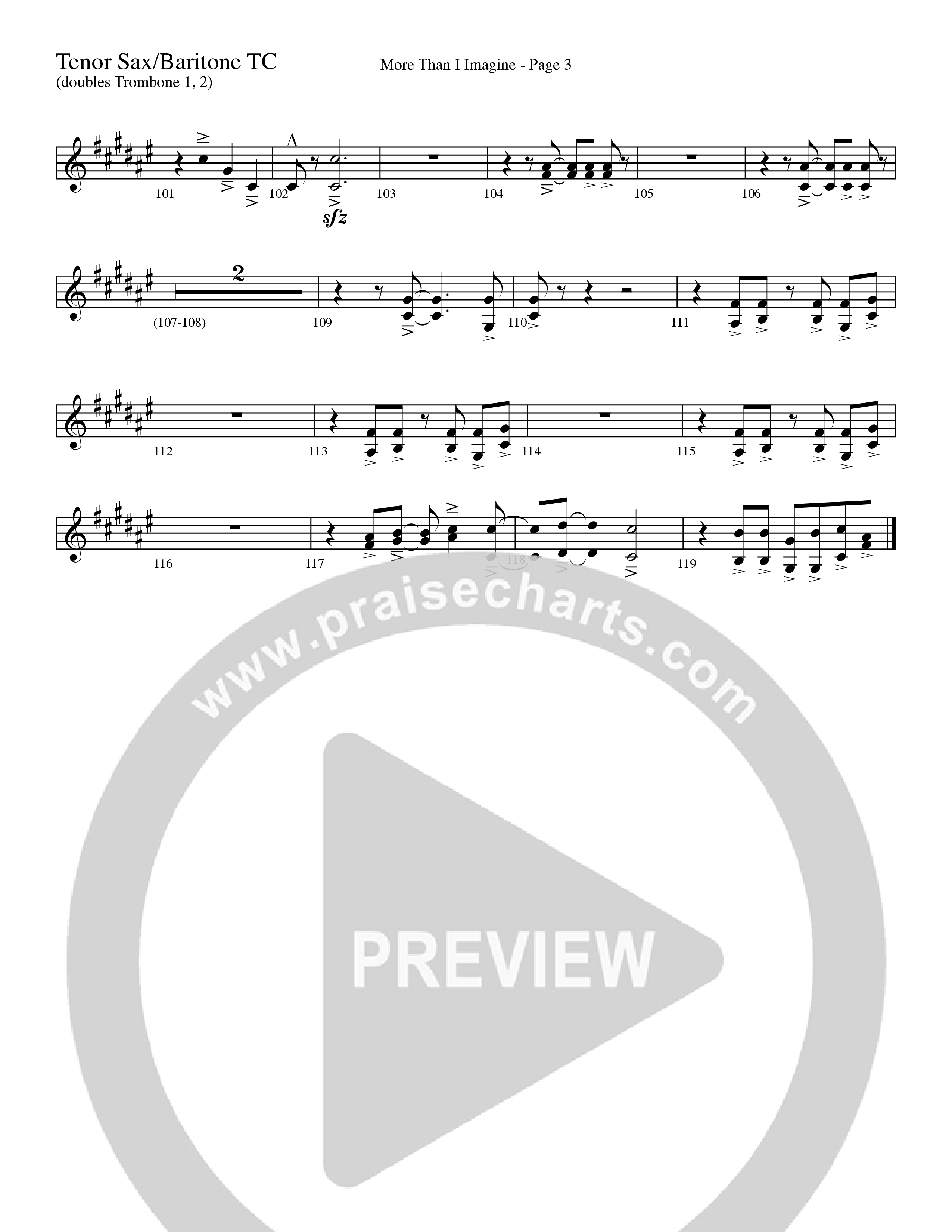More Than I Imagine (Choral Anthem SATB) Tenor Sax/Baritone T.C. (Word Music Choral / Arr. David Clydesdale)