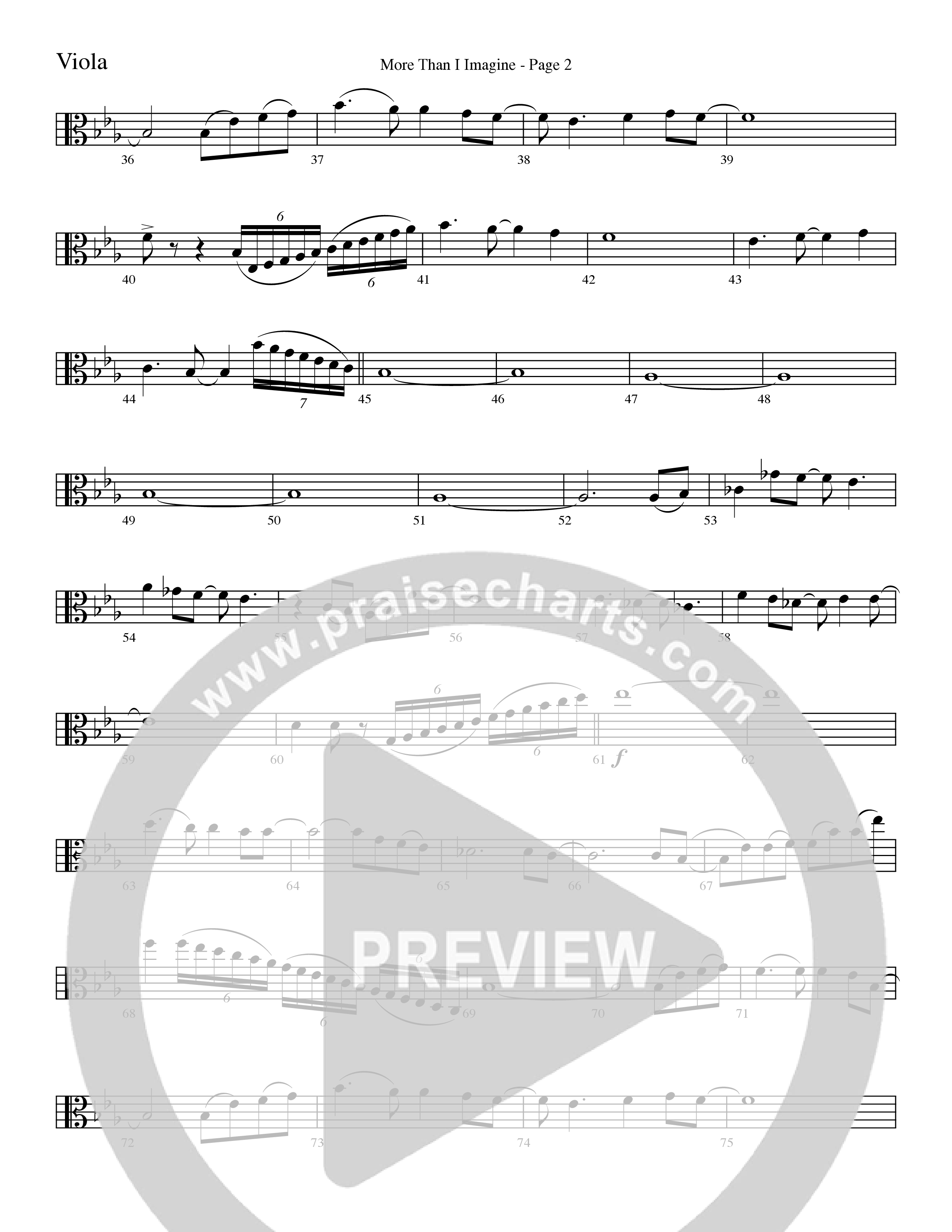 More Than I Imagine (Choral Anthem SATB) Viola (Word Music Choral / Arr. David Clydesdale)
