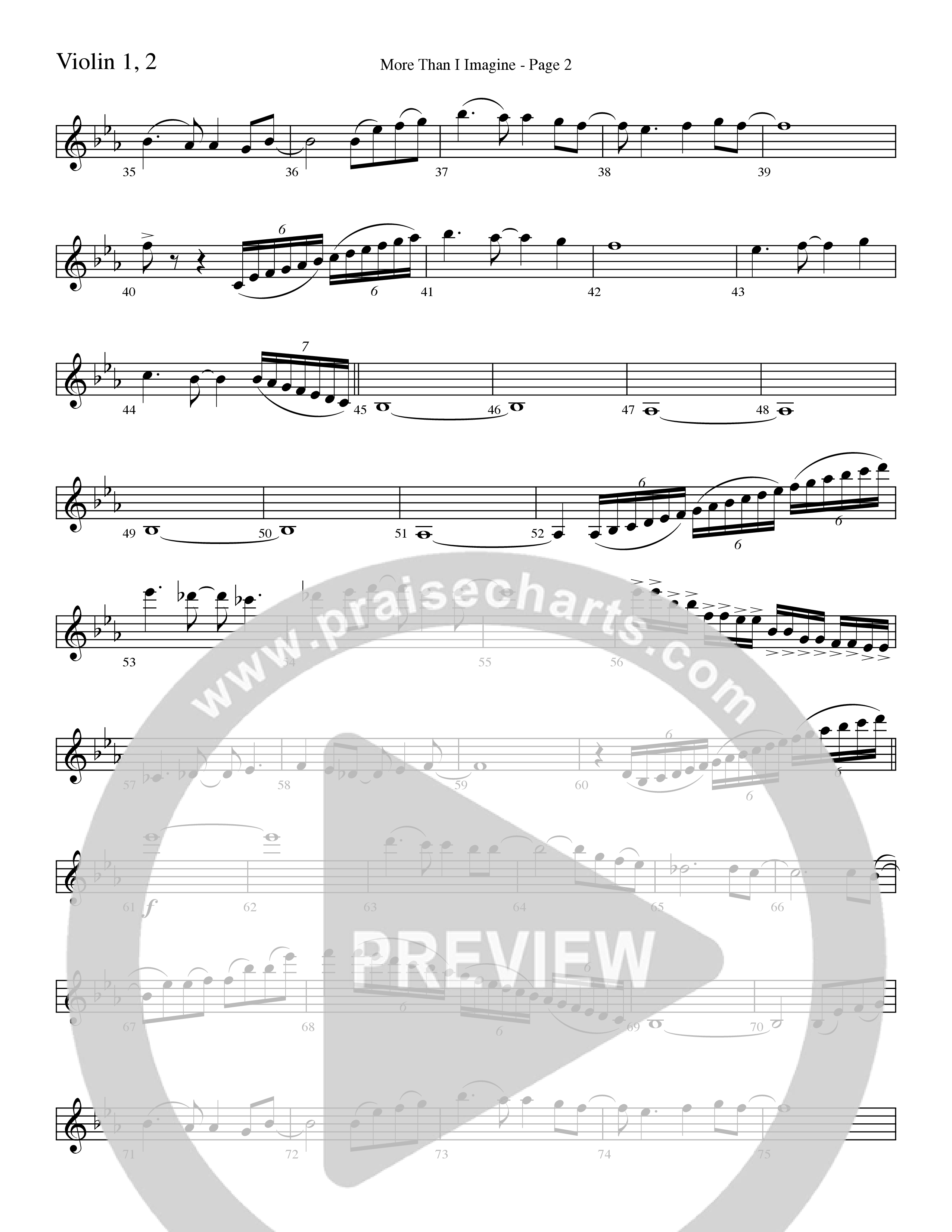 More Than I Imagine (Choral Anthem SATB) Violin 1/2 (Word Music Choral / Arr. David Clydesdale)