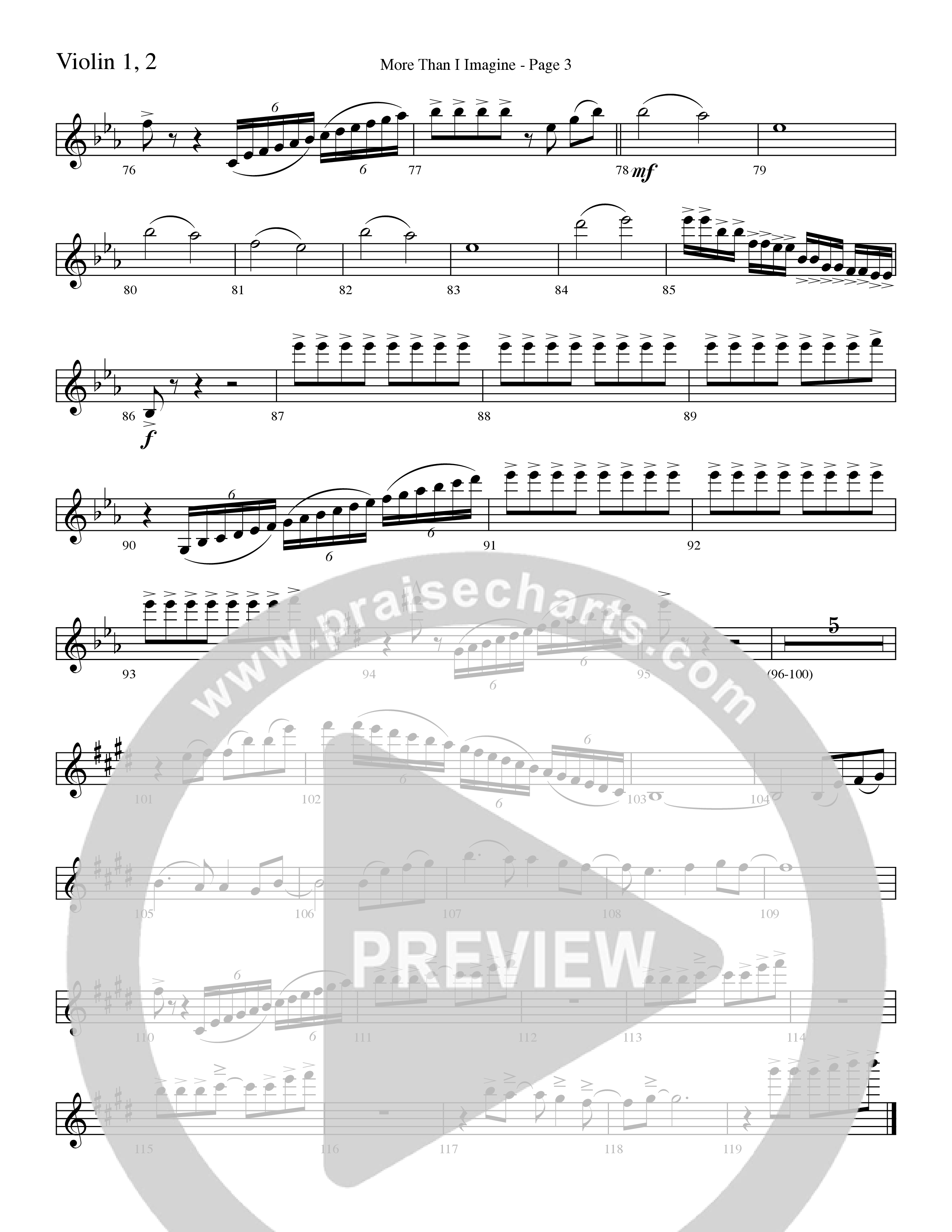 More Than I Imagine (Choral Anthem SATB) Violin 1/2 (Word Music Choral / Arr. David Clydesdale)
