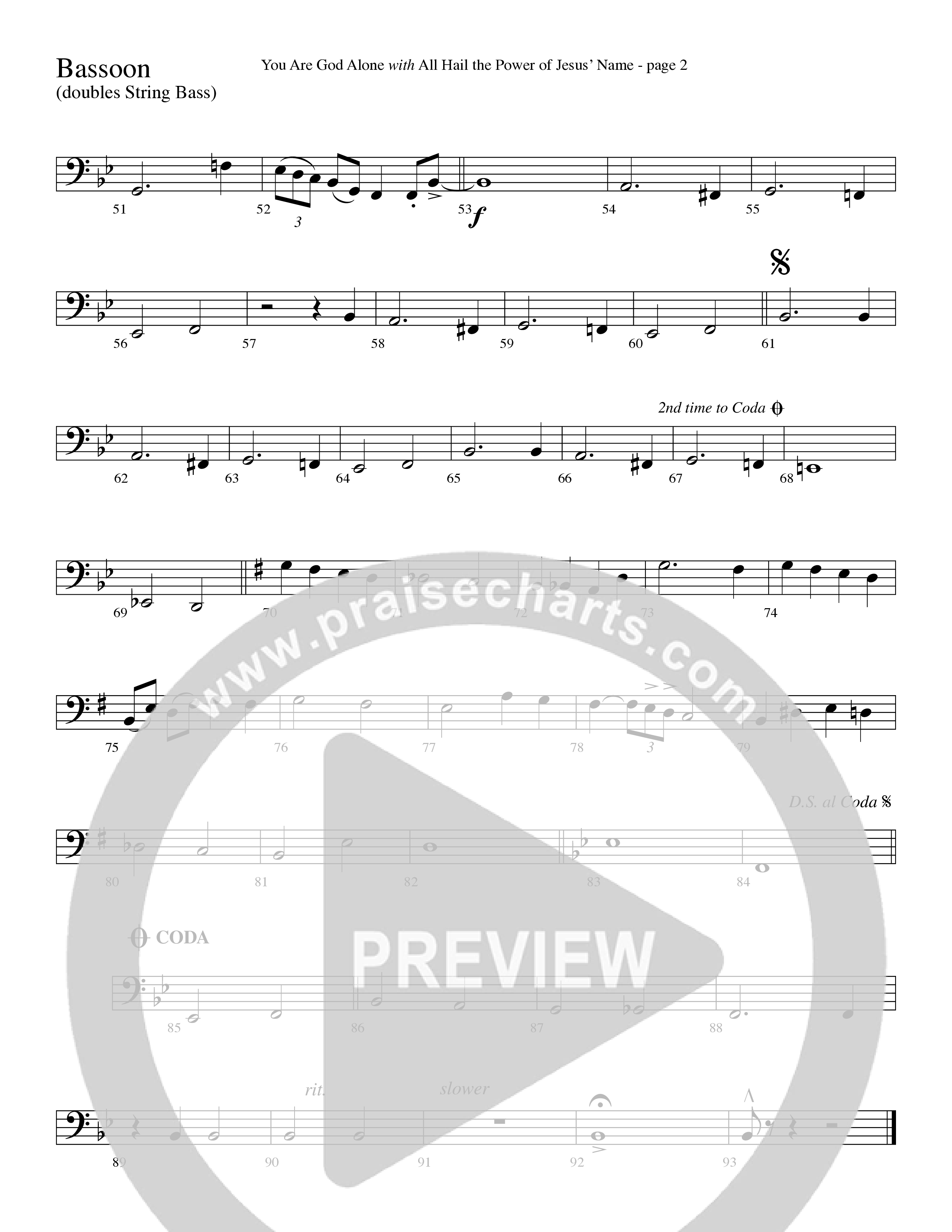 You Are God Alone (with All Hail The Power Of Jesus' Name) (Choral Anthem SATB) Bassoon (Word Music Choral / Arr. Lari Goss)