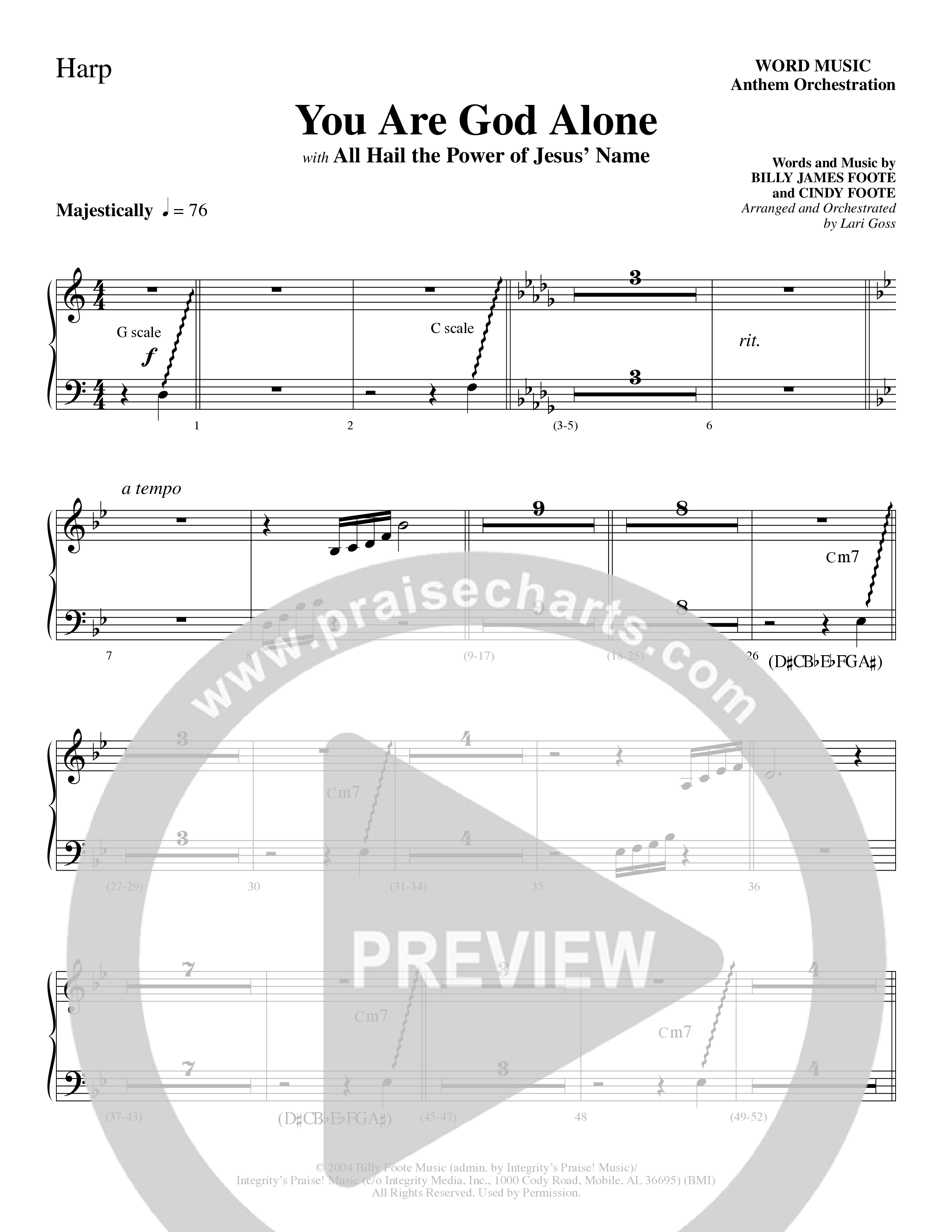You Are God Alone (with All Hail The Power Of Jesus' Name) (Choral Anthem SATB) Harp (Word Music Choral / Arr. Lari Goss)