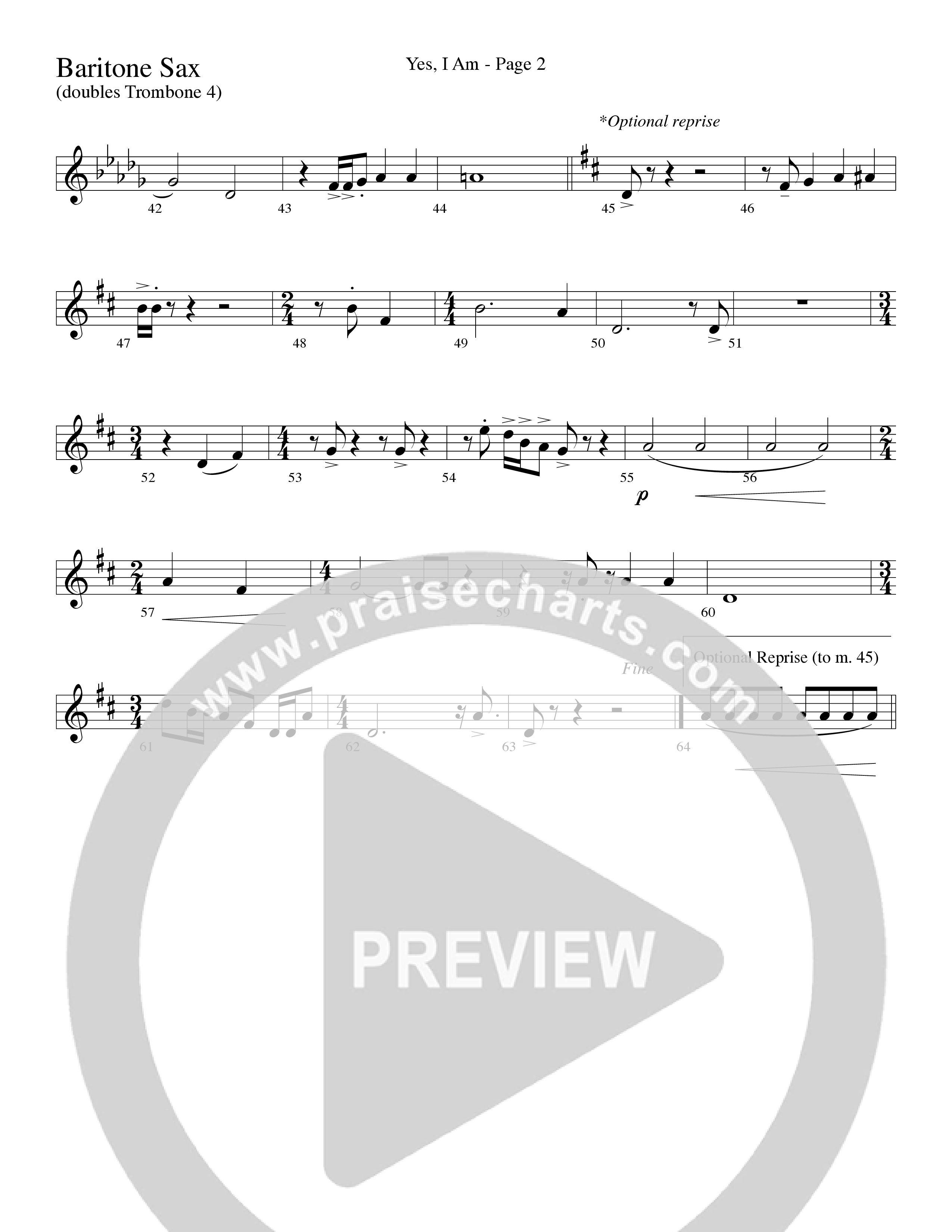 Yes I Am (with Some Sweet Day and Some Day) (Choral Anthem SATB) Bari Sax (Word Music Choral / Arr. Mike Speck / Arr. Lari Goss / Arr. Danny Zaloudik / Orch. Lari Goss)
