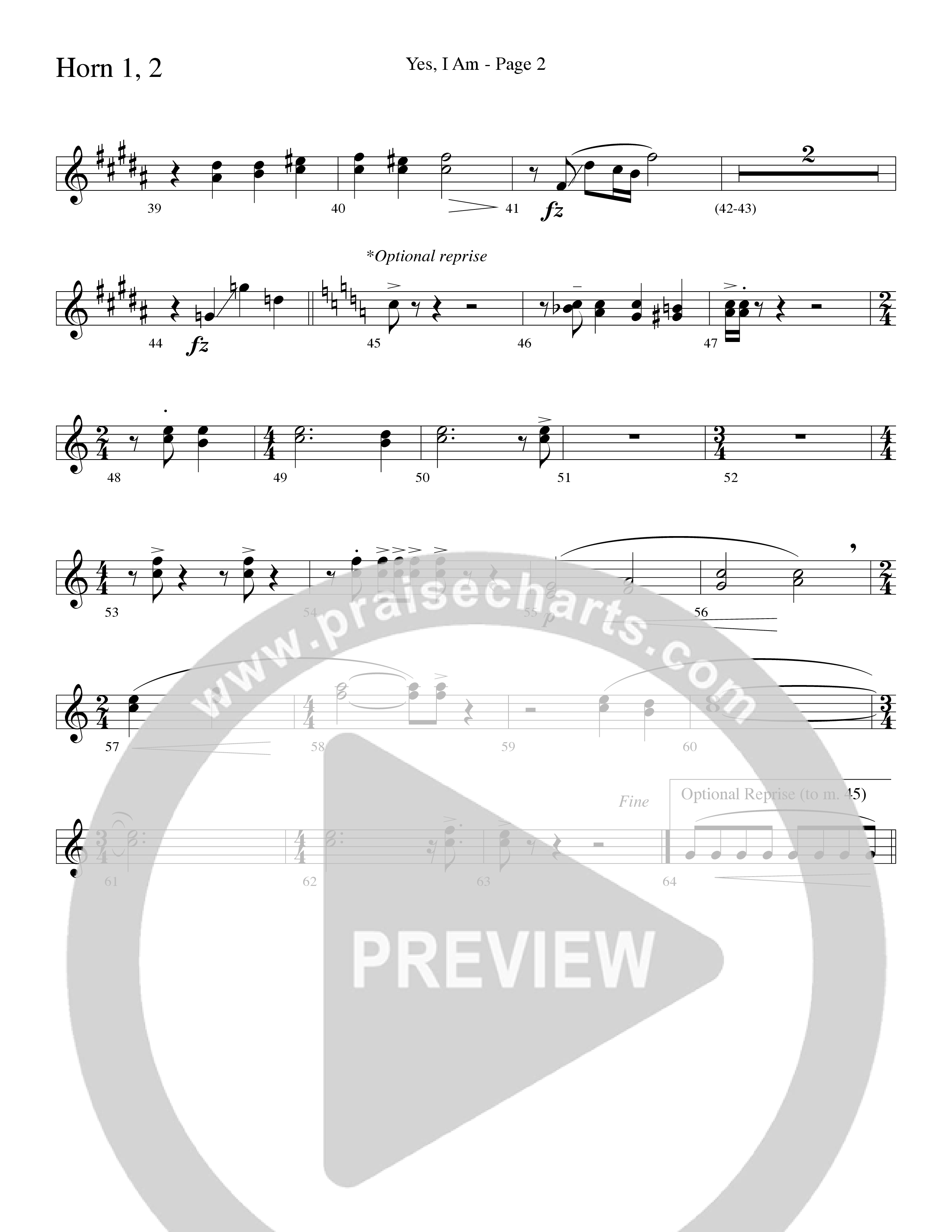 Yes I Am (with Some Sweet Day and Some Day) (Choral Anthem SATB) French Horn 1/2 (Word Music Choral / Arr. Mike Speck / Arr. Lari Goss / Arr. Danny Zaloudik / Orch. Lari Goss)