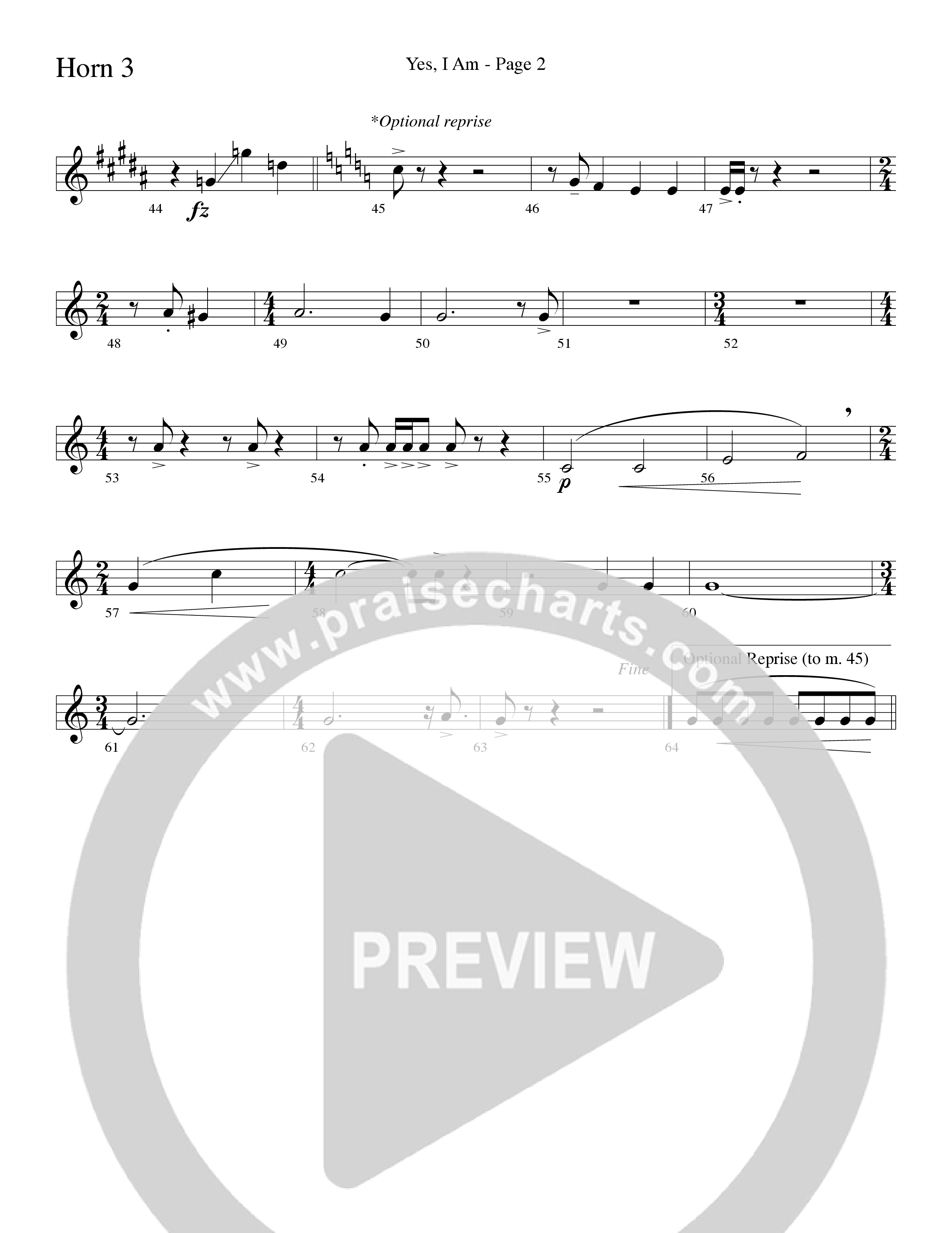 Yes I Am (with Some Sweet Day and Some Day) (Choral Anthem SATB) French Horn 3 (Word Music Choral / Arr. Mike Speck / Arr. Lari Goss / Arr. Danny Zaloudik / Orch. Lari Goss)