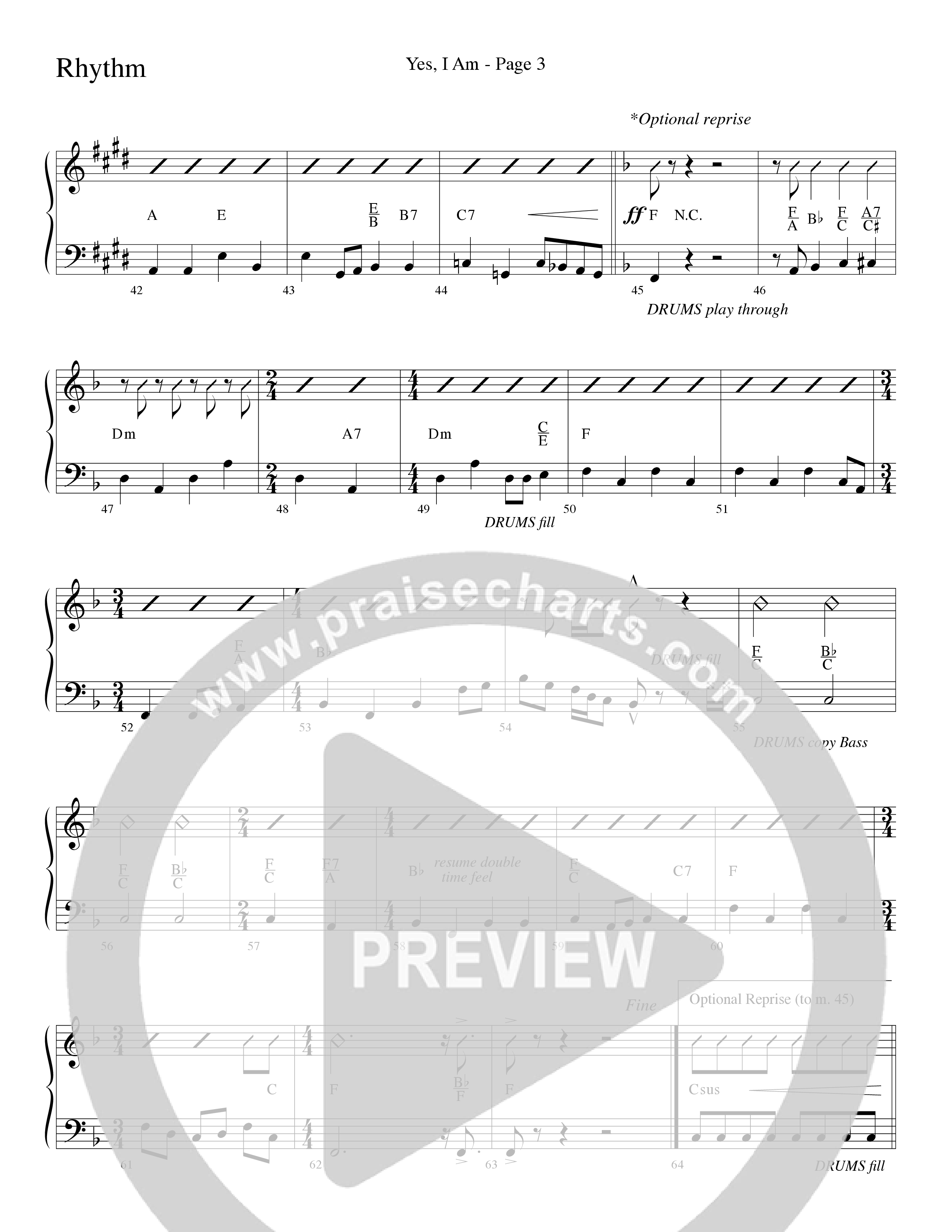 Yes I Am (with Some Sweet Day and Some Day) (Choral Anthem SATB) Rhythm Chart (Word Music Choral / Arr. Mike Speck / Arr. Lari Goss / Arr. Danny Zaloudik / Orch. Lari Goss)