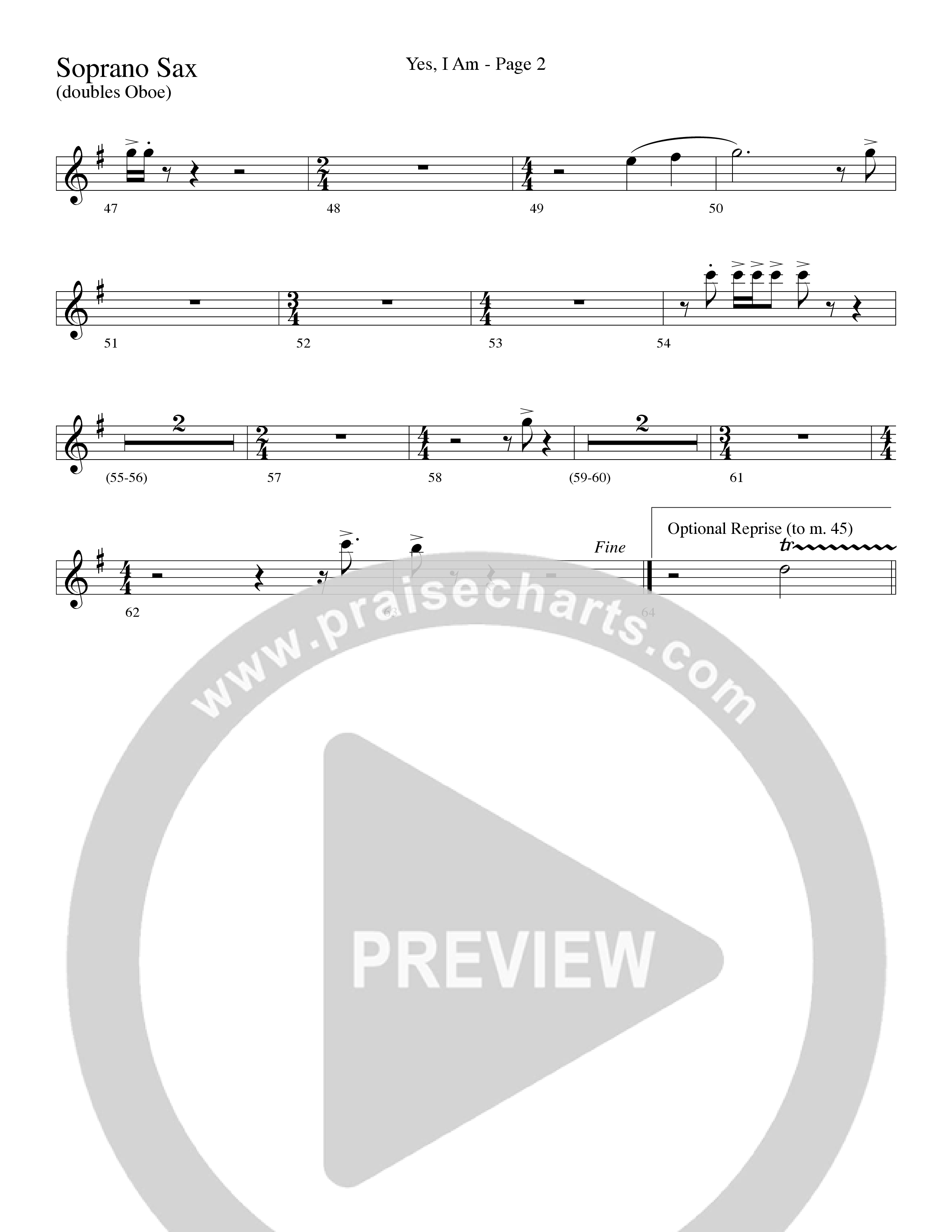 Yes I Am (with Some Sweet Day and Some Day) (Choral Anthem SATB) Soprano Sax (Word Music Choral / Arr. Mike Speck / Arr. Lari Goss / Arr. Danny Zaloudik / Orch. Lari Goss)