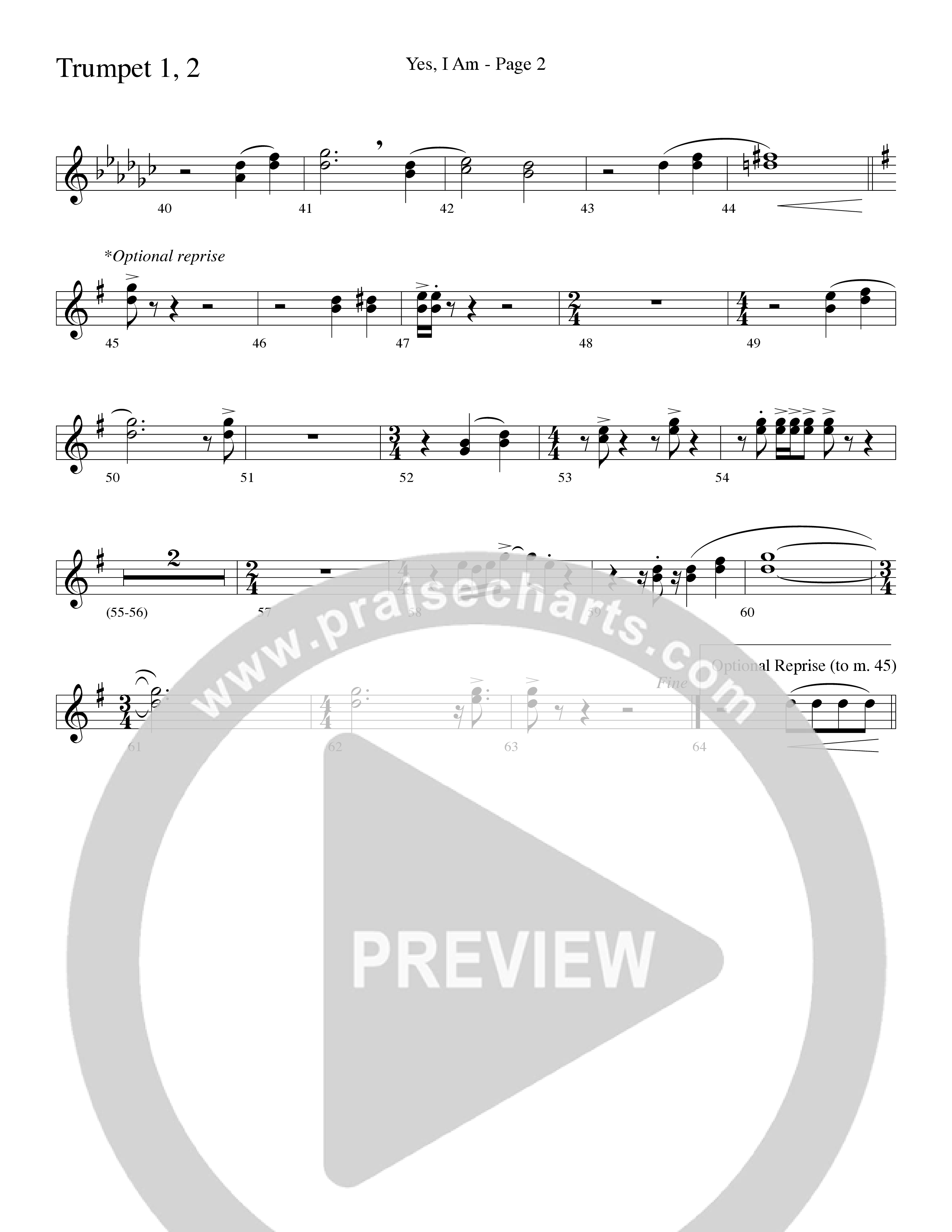 Yes I Am (with Some Sweet Day and Some Day) (Choral Anthem SATB) Trumpet 1,2 (Word Music Choral / Arr. Mike Speck / Arr. Lari Goss / Arr. Danny Zaloudik / Orch. Lari Goss)