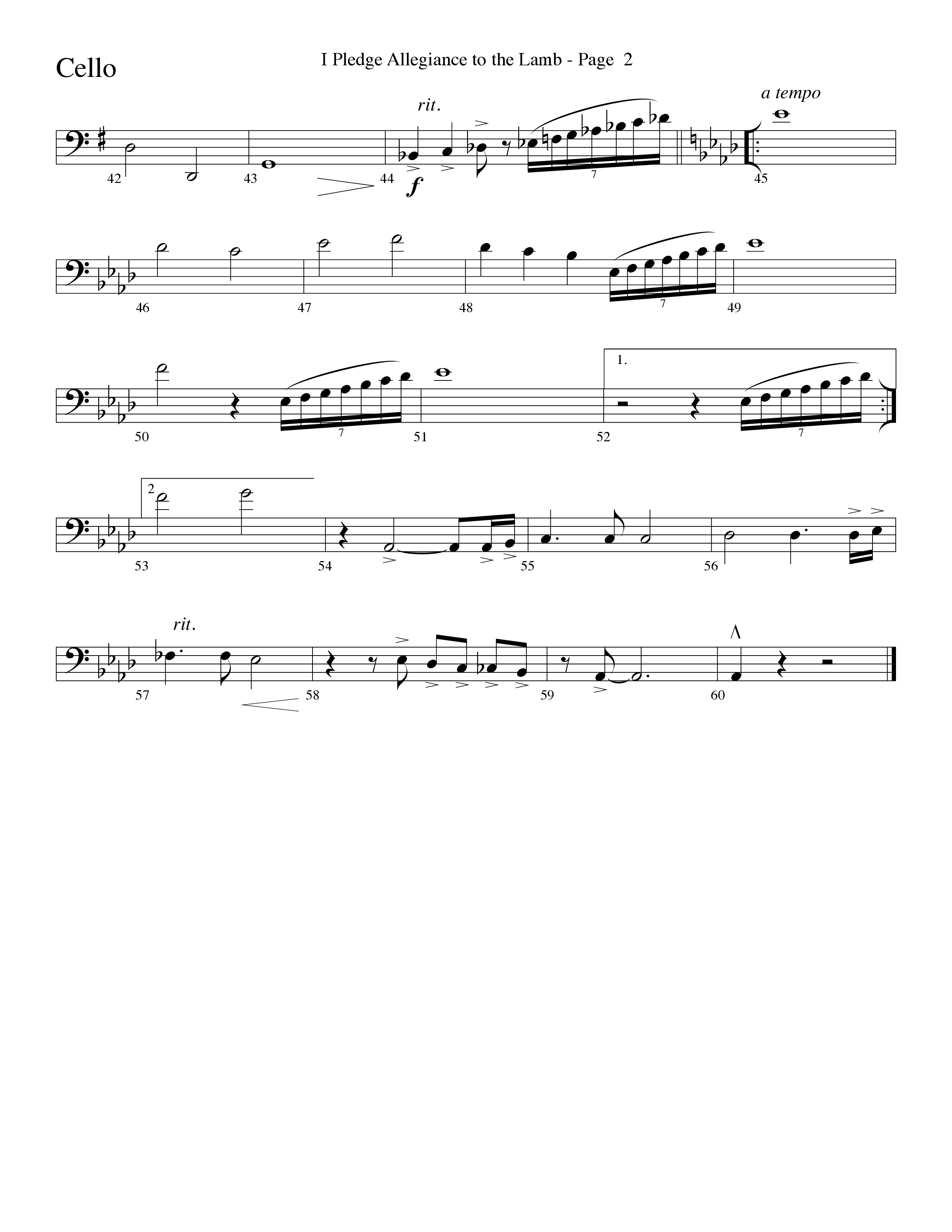 I Pledge Allegiance To The Lamb (Choral Anthem SATB) Cello (Word Music Choral / Arr. Camp Kirkland)