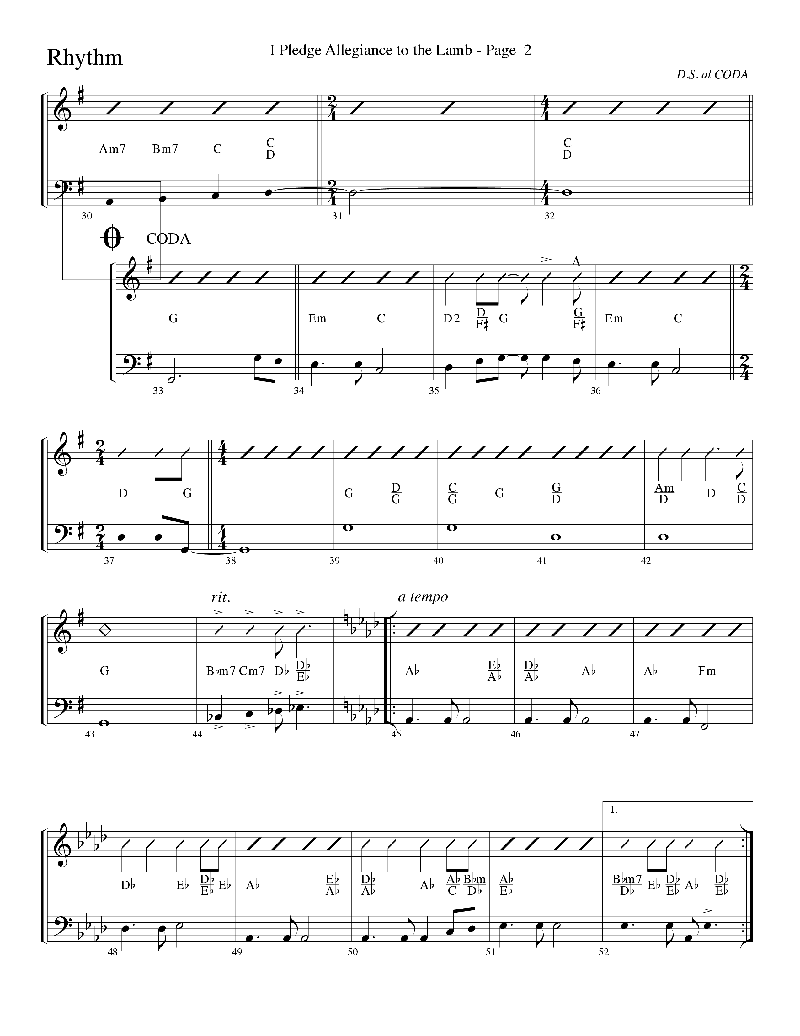I Pledge Allegiance To The Lamb (Choral Anthem SATB) Rhythm Chart (Word Music Choral / Arr. Camp Kirkland)