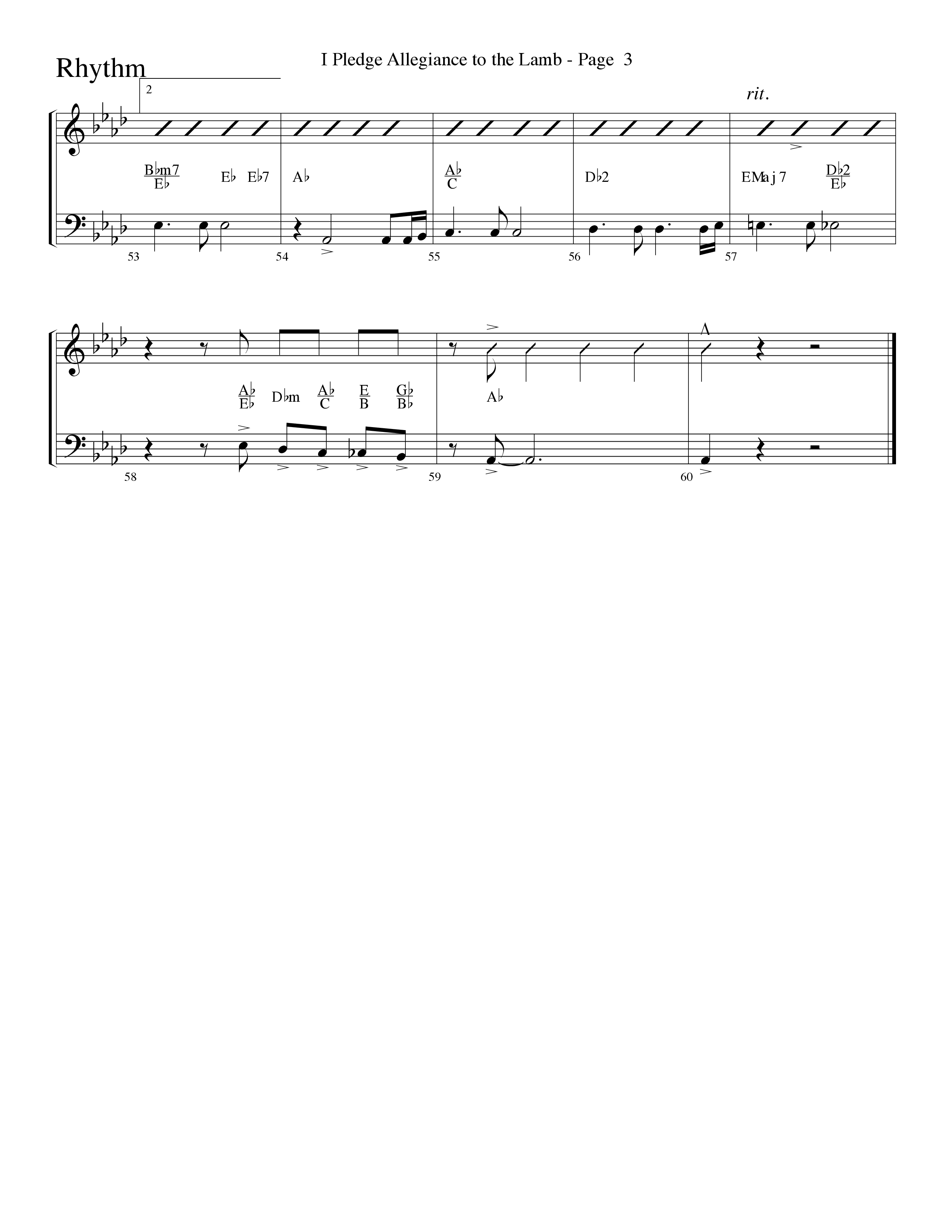 I Pledge Allegiance To The Lamb (Choral Anthem SATB) Rhythm Chart (Word Music Choral / Arr. Camp Kirkland)