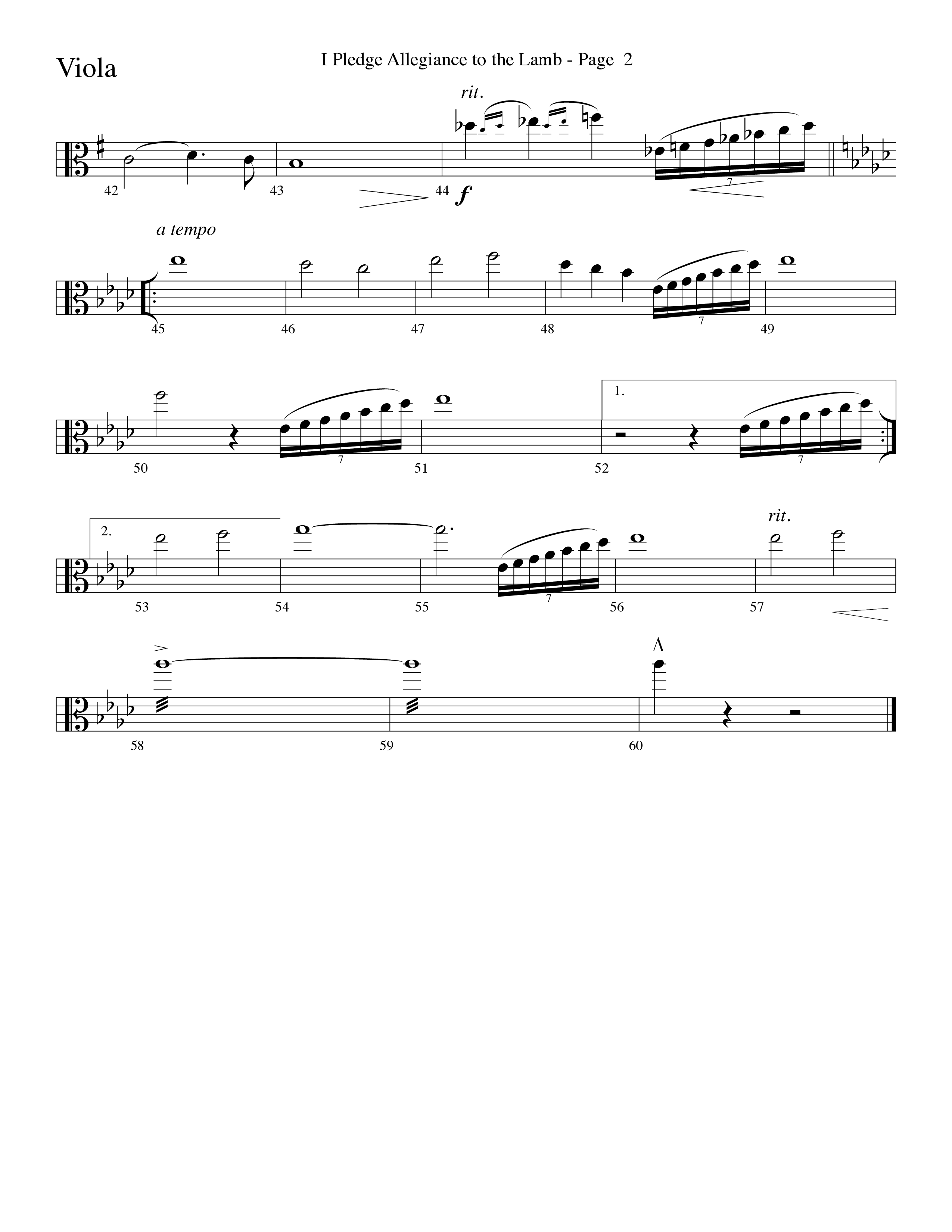 I Pledge Allegiance To The Lamb (Choral Anthem SATB) Viola (Word Music Choral / Arr. Camp Kirkland)