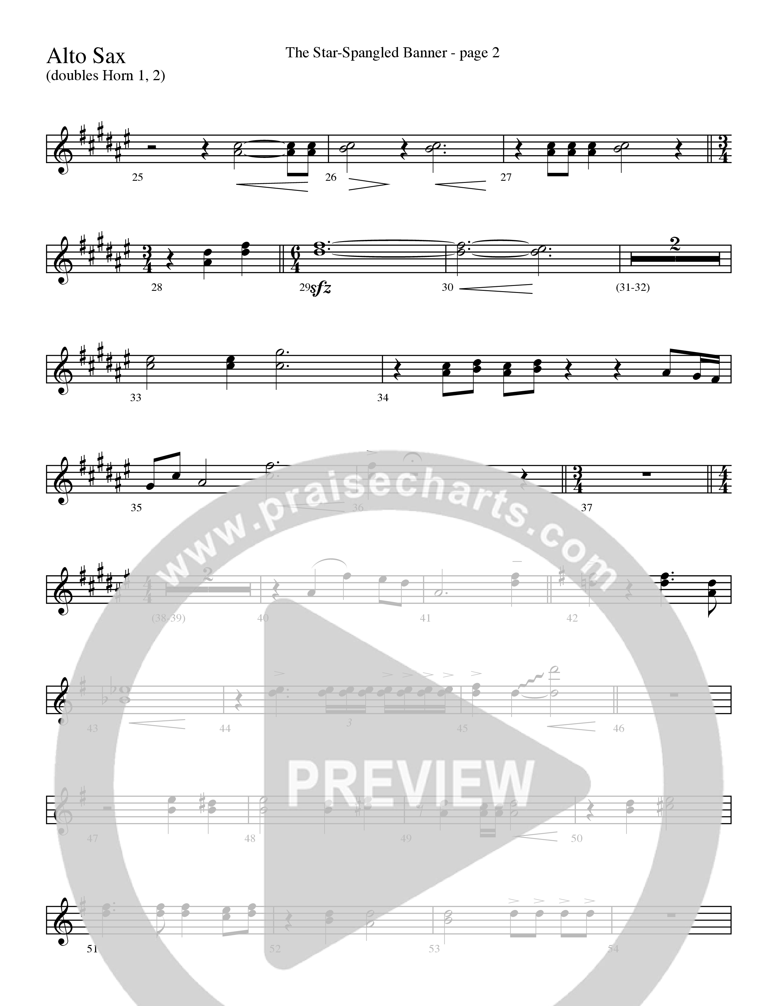 The Star-Spangled Banner (Choral Anthem SATB) Alto Sax (Word Music Choral / Arr. David Clydesdale)