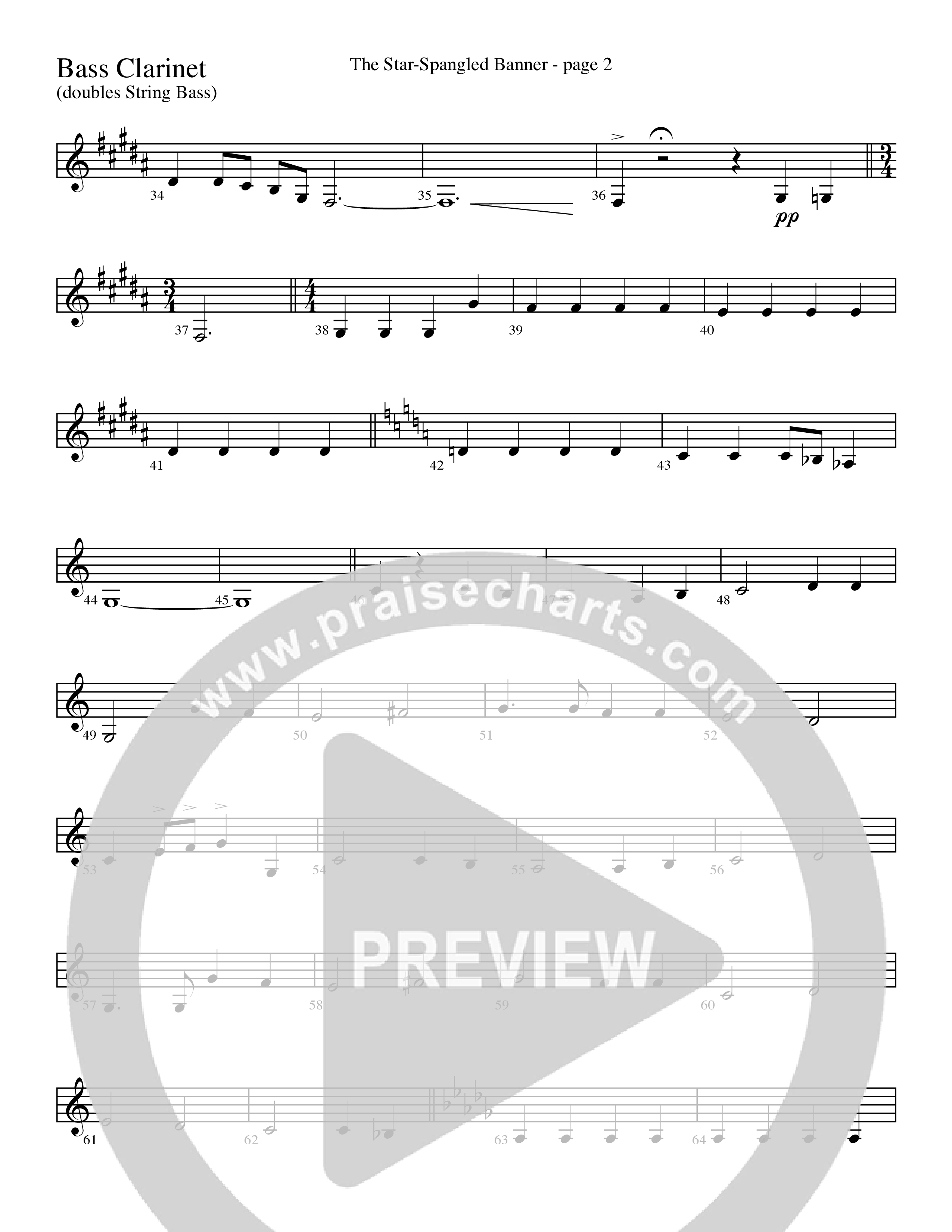 The Star-Spangled Banner (Choral Anthem SATB) Bass Clarinet (Word Music Choral / Arr. David Clydesdale)