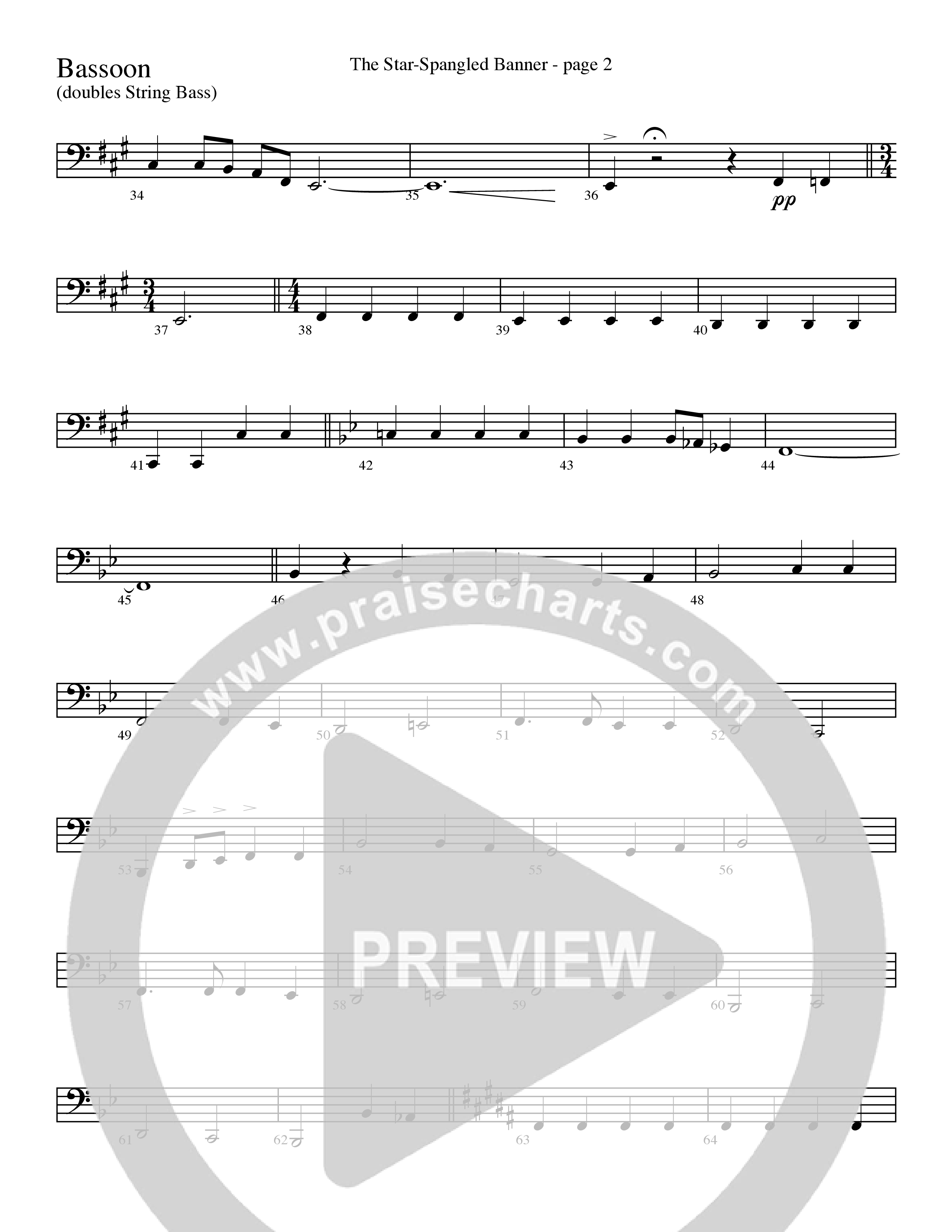 The Star-Spangled Banner (Choral Anthem SATB) Bassoon (Word Music Choral / Arr. David Clydesdale)
