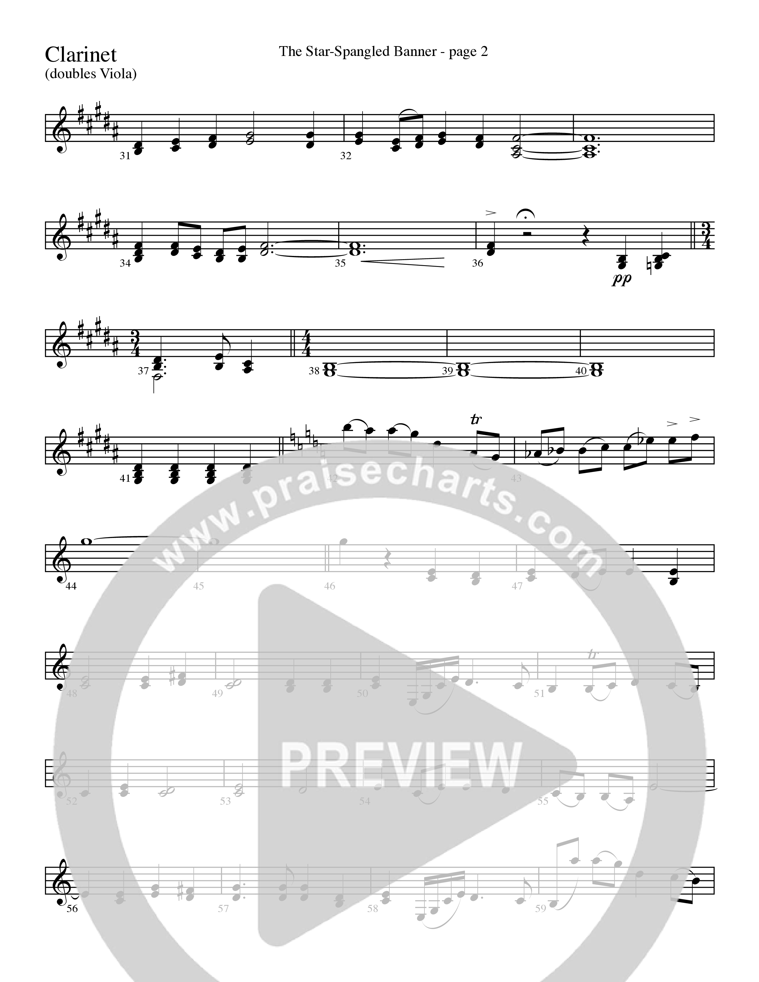The Star-Spangled Banner (Choral Anthem SATB) Clarinet 3 (Word Music Choral / Arr. David Clydesdale)