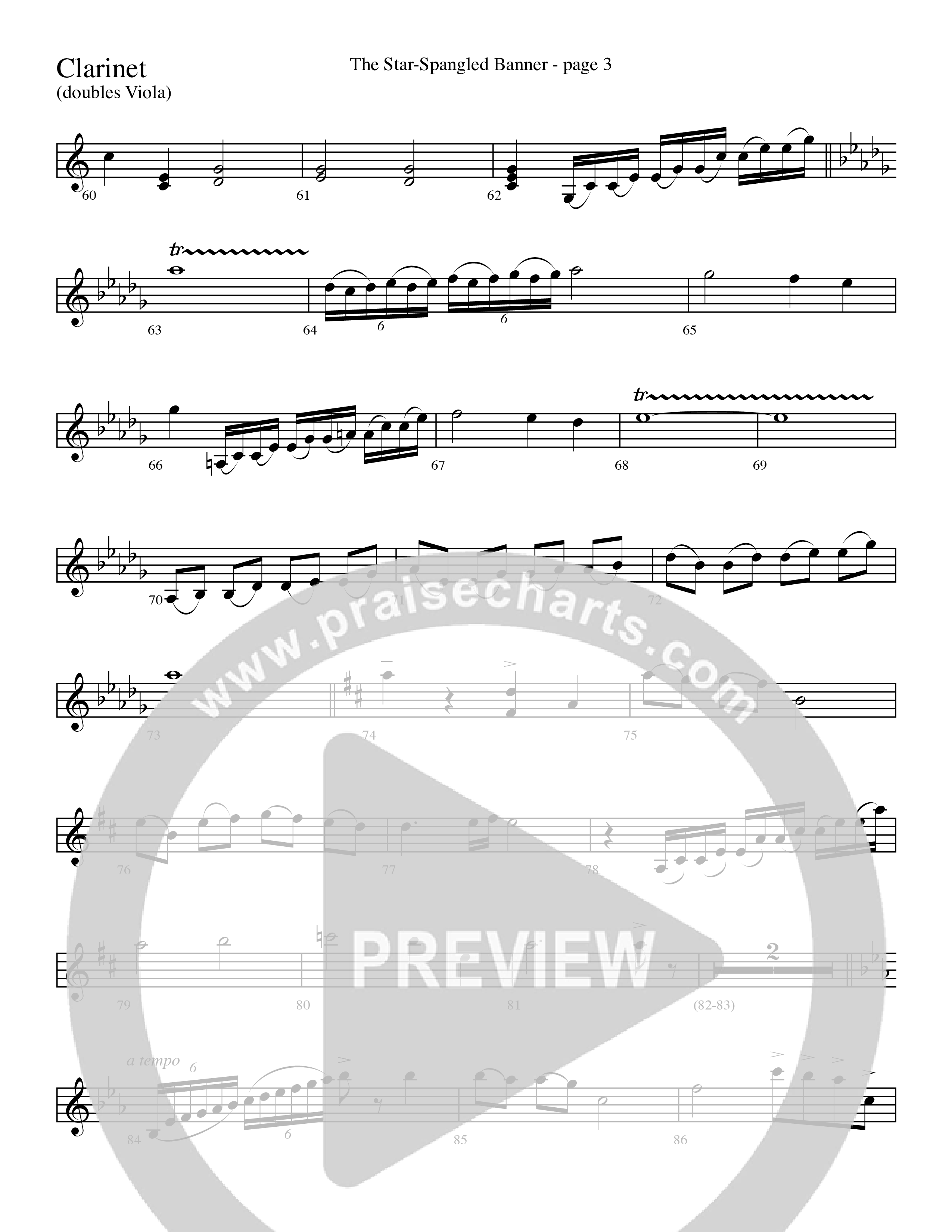 The Star-Spangled Banner (Choral Anthem SATB) Clarinet 3 (Word Music Choral / Arr. David Clydesdale)