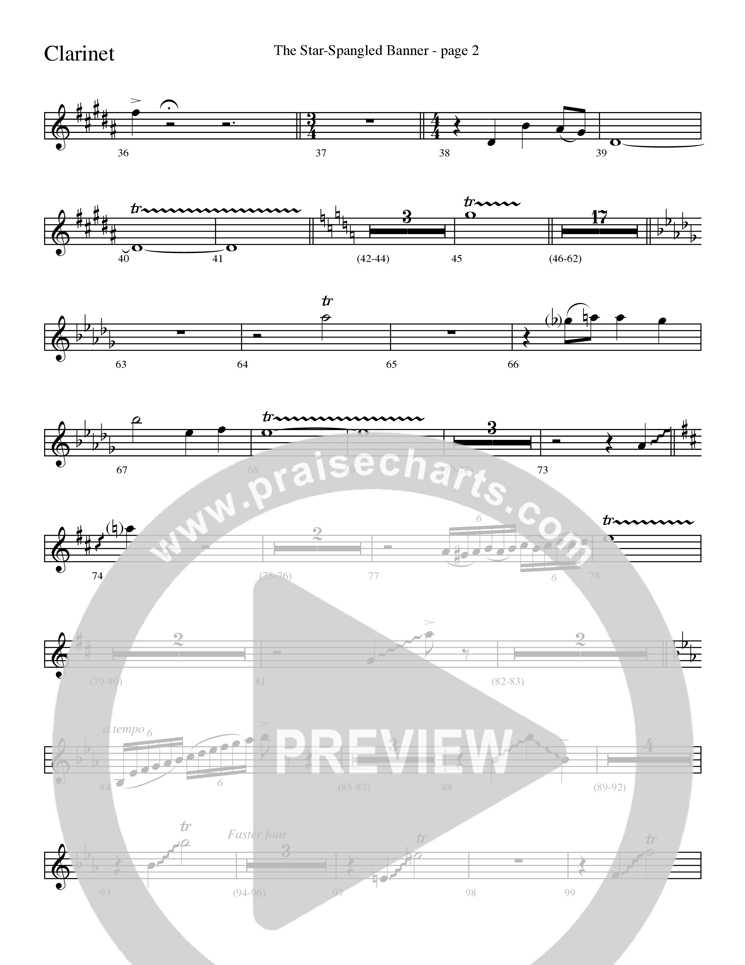 The Star-Spangled Banner (Choral Anthem SATB) Clarinet (Word Music Choral / Arr. David Clydesdale)