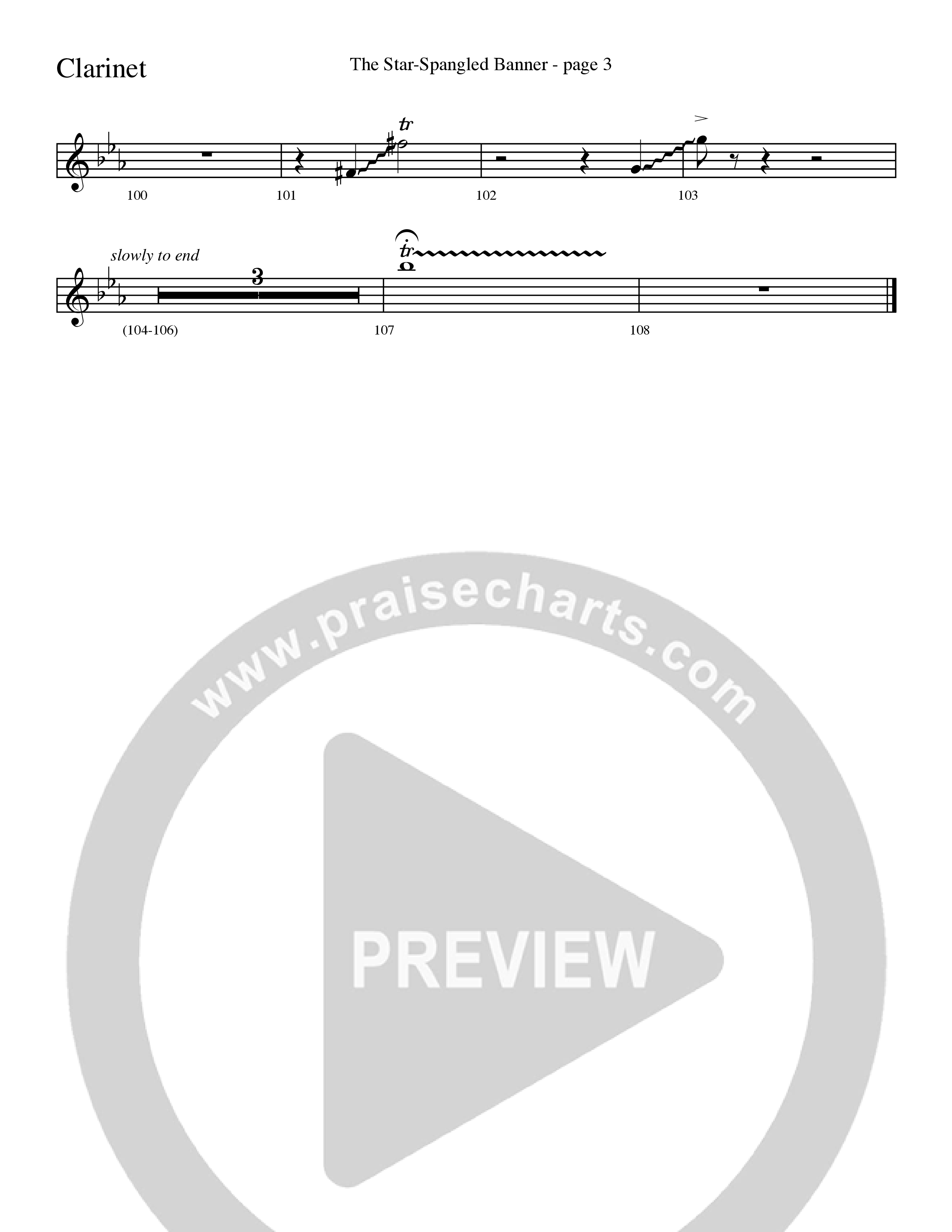 The Star-Spangled Banner (Choral Anthem SATB) Clarinet (Word Music Choral / Arr. David Clydesdale)