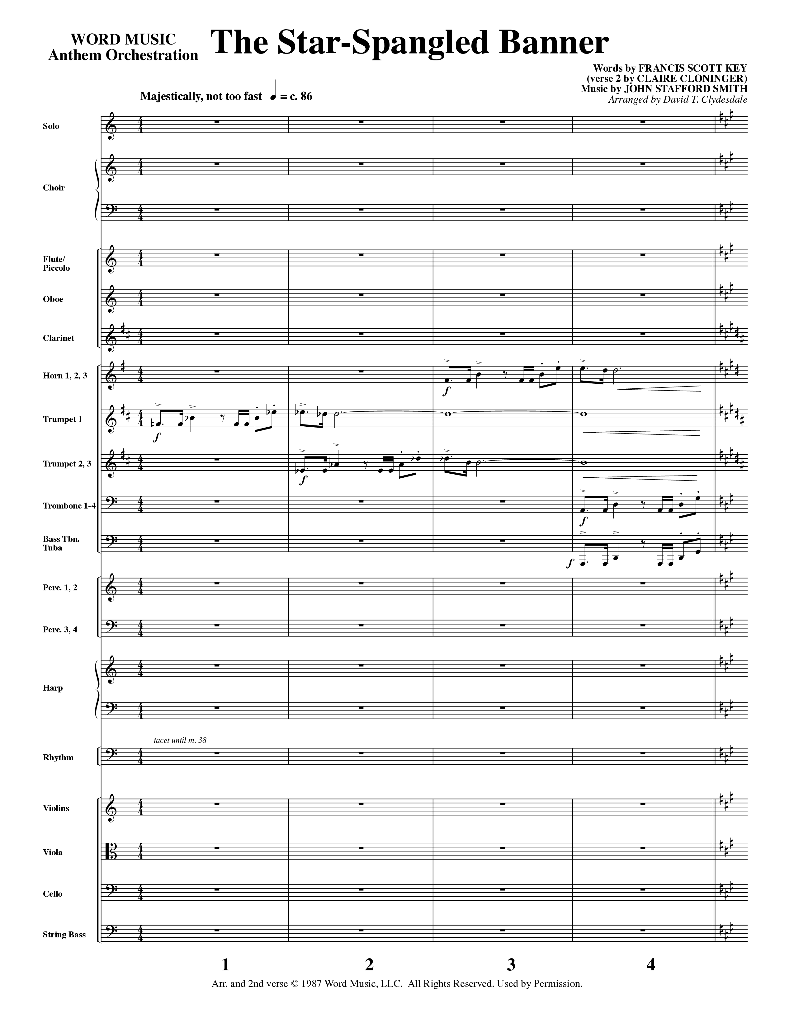 The Star-Spangled Banner (Choral Anthem SATB) Conductor's Score (Word Music Choral / Arr. David Clydesdale)