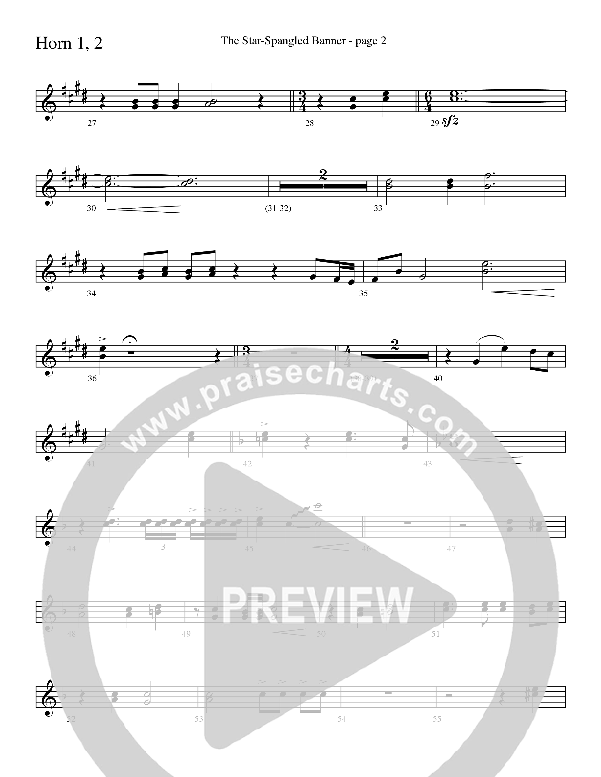 The Star-Spangled Banner (Choral Anthem SATB) French Horn 1/2 (Word Music Choral / Arr. David Clydesdale)
