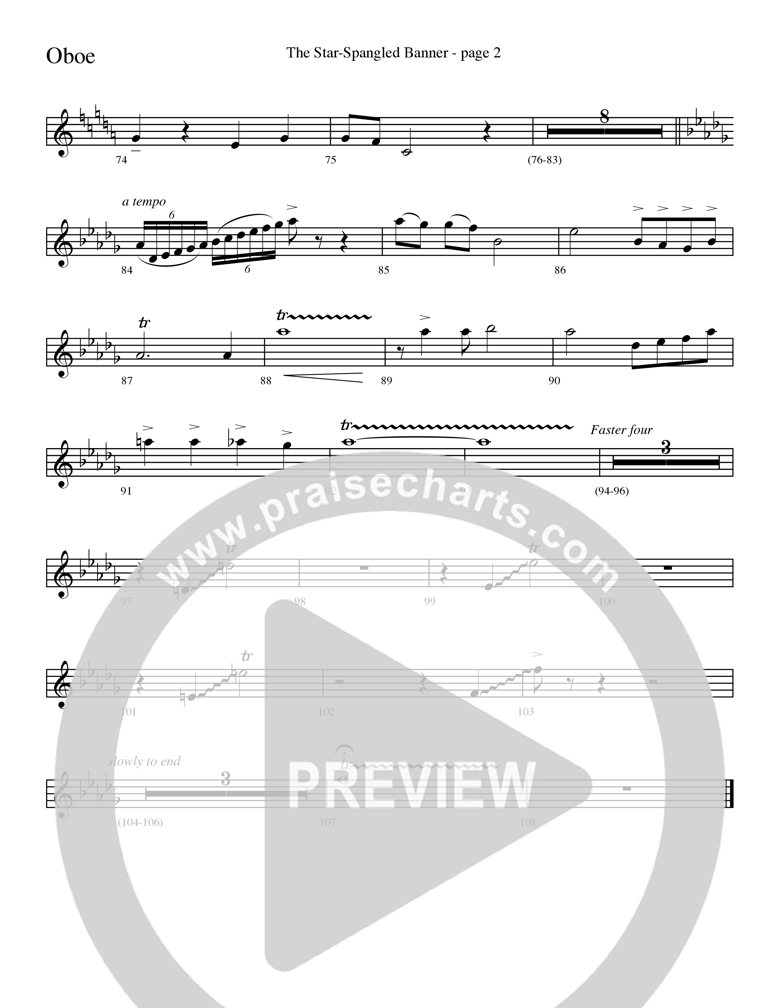 The Star-Spangled Banner (Choral Anthem SATB) Oboe (Word Music Choral / Arr. David Clydesdale)