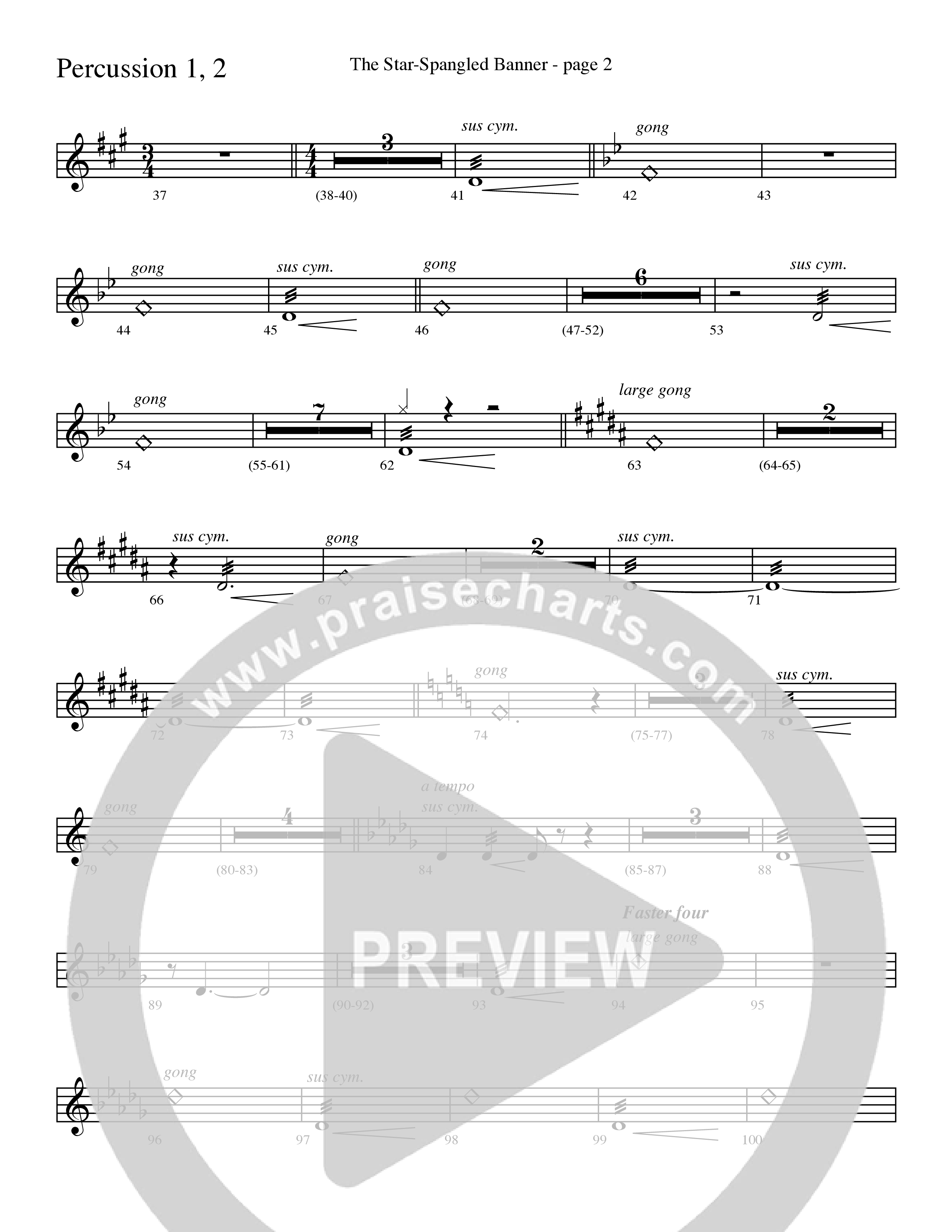 The Star-Spangled Banner (Choral Anthem SATB) Percussion (Word Music Choral / Arr. David Clydesdale)