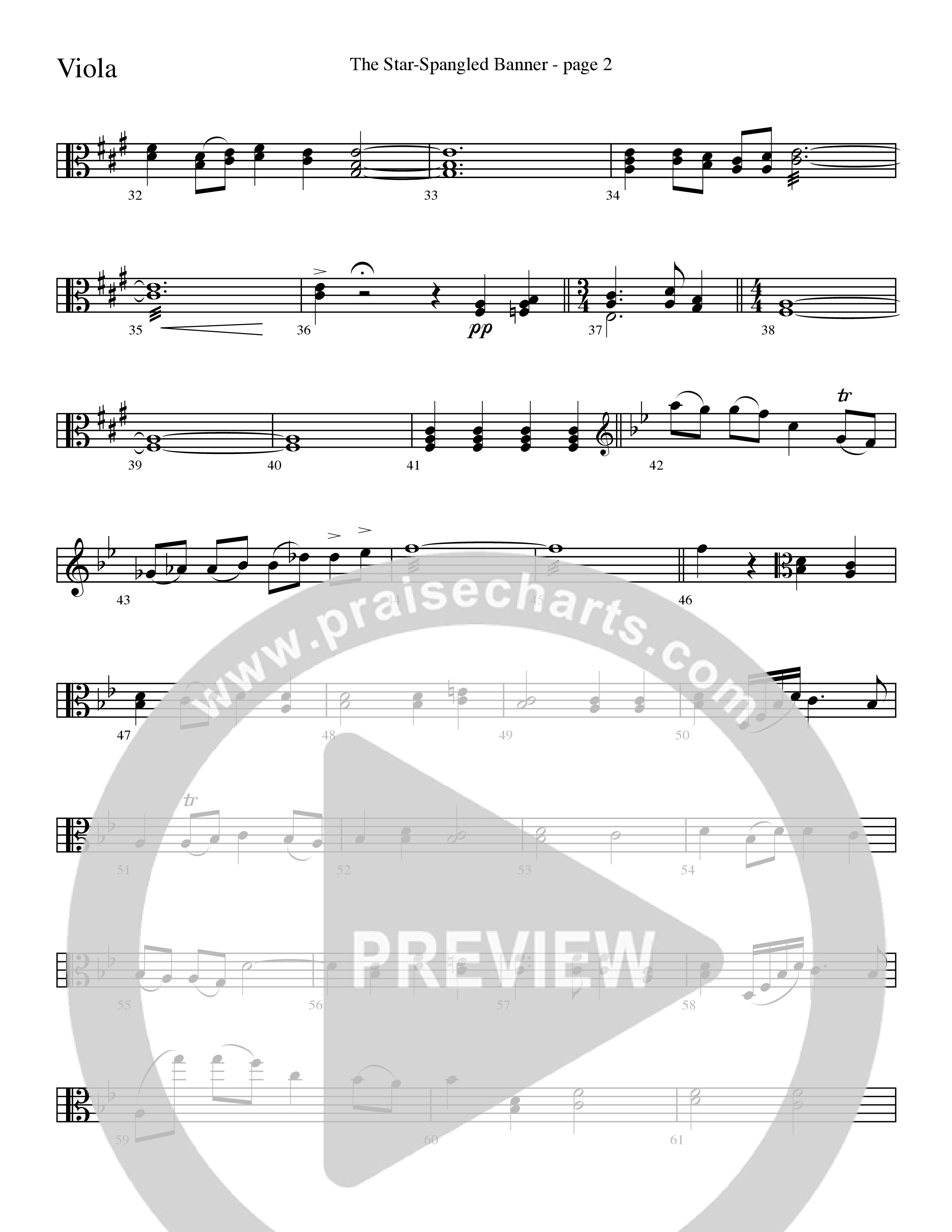 The Star-Spangled Banner (Choral Anthem SATB) Viola (Word Music Choral / Arr. David Clydesdale)